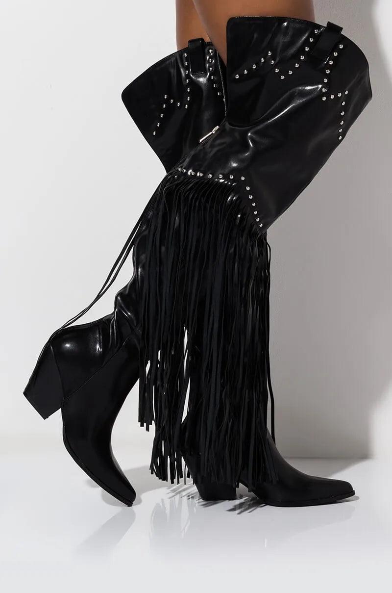 Bottes cuissardes à franges vintage