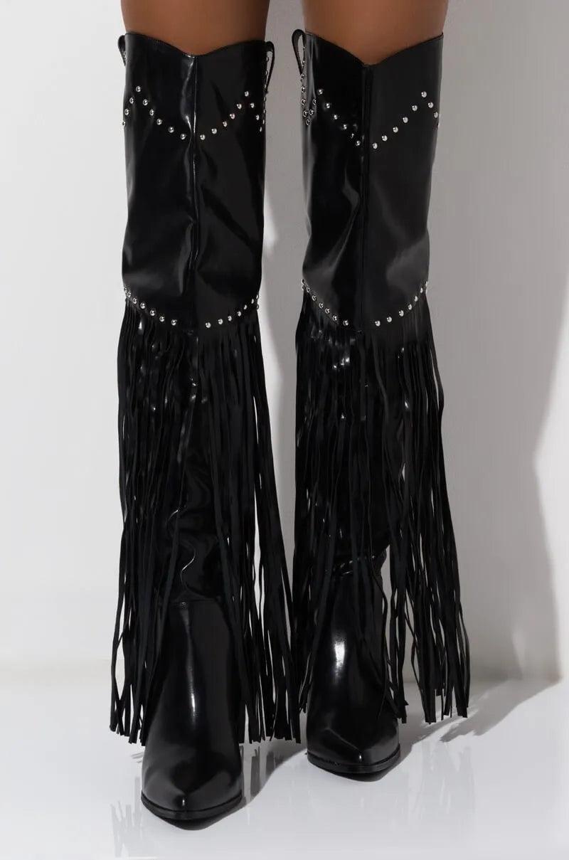 Bottes cuissardes à franges vintage