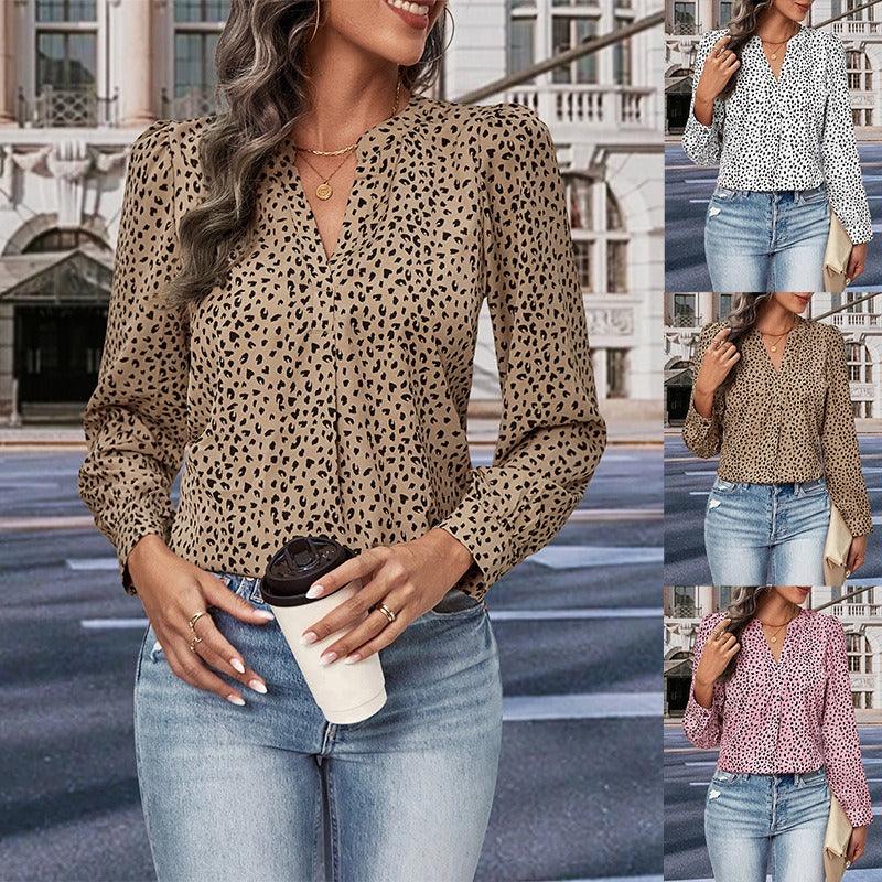 Haut à imprimé léopard Wild West – Haut de cow-girl tendance à manches longues pour femmes élégantes