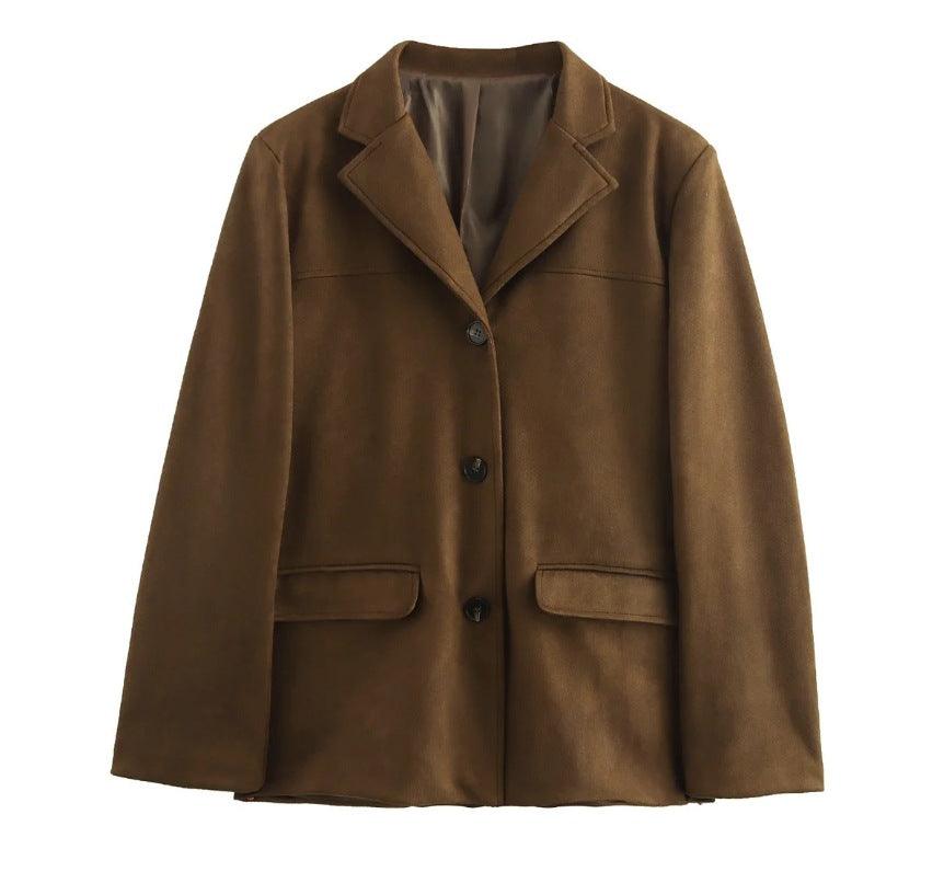 Veste Princesse en Daim Intemporelle - Veste Rétro Chic Mocha et Latte pour Femmes