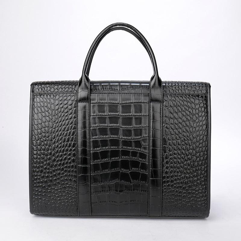 Sacoche pour ordinateur portable en cuir de crocodile exotique - Cuir de vachette véritable de luxe pour femmes élégantes
