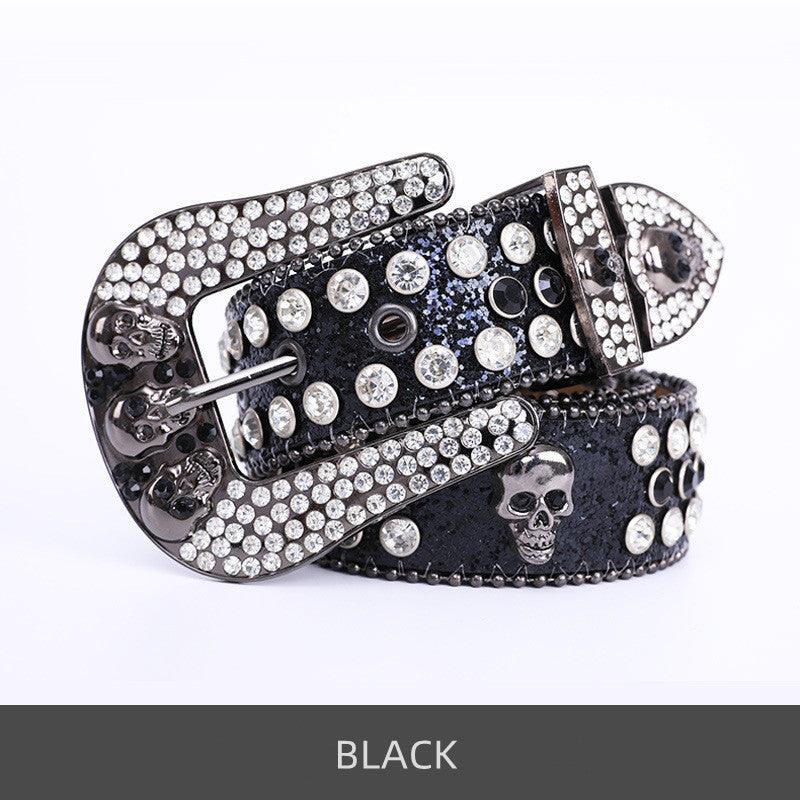 Ceinture Western à Strass Skullduggery | Ceinture Mode Cloutée Tête de Mort Punk Rock