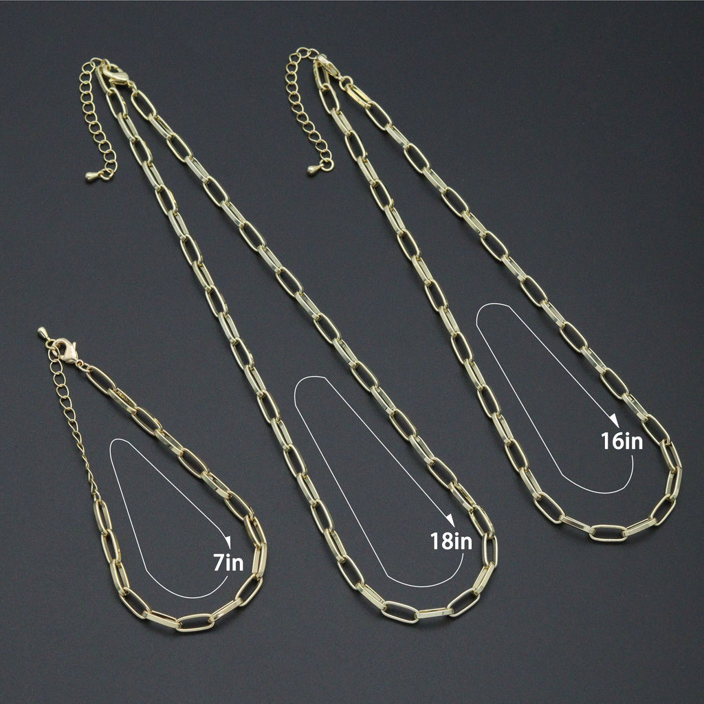 Thick Long Link Paperclip Bracelet Necklace, sku#EF221