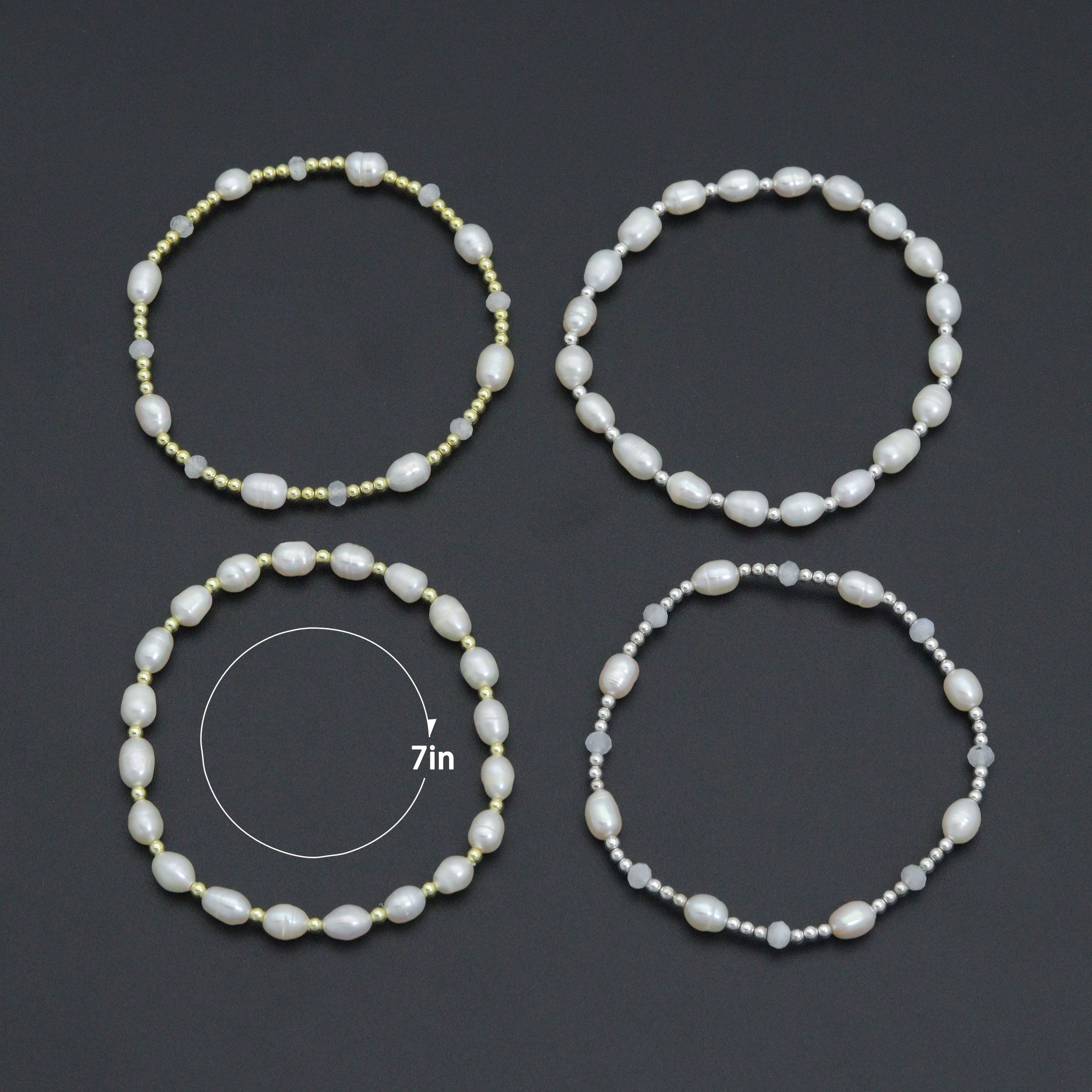 White Freshwater Pearl Stretchy Bracelet, Sku#EF510