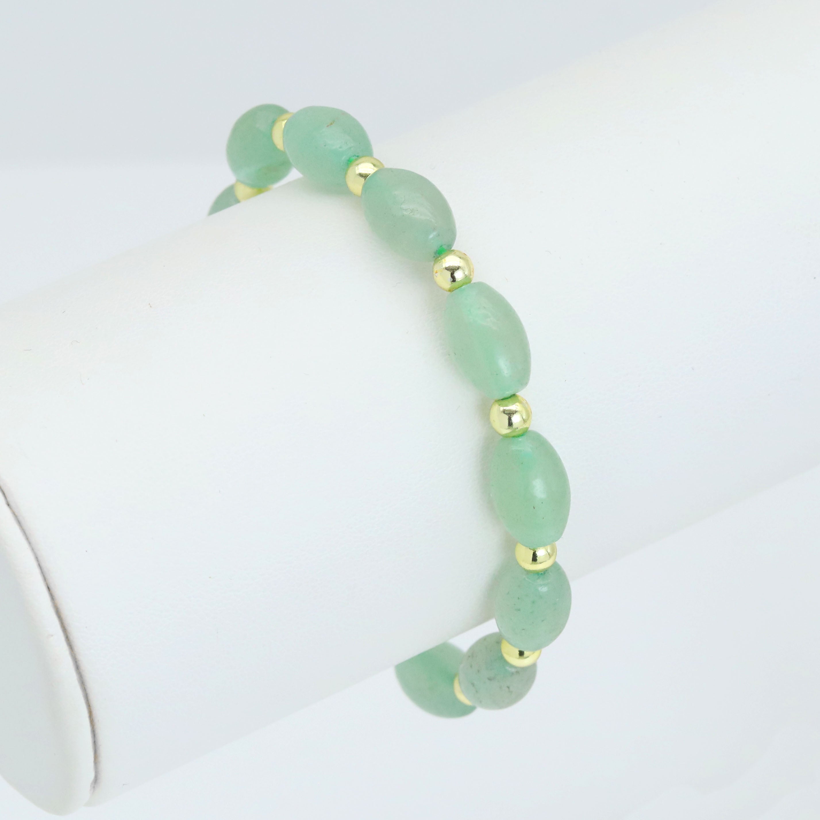 8x12mm Natural Barrel Adventure with Gold hematite Stretchy Bracelet, sku#EF617