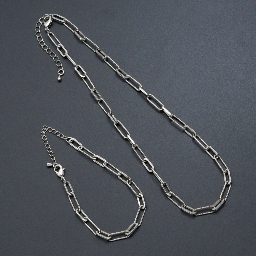 Gold Silver mixed paperclip Chain Necklace , Sku#EF636