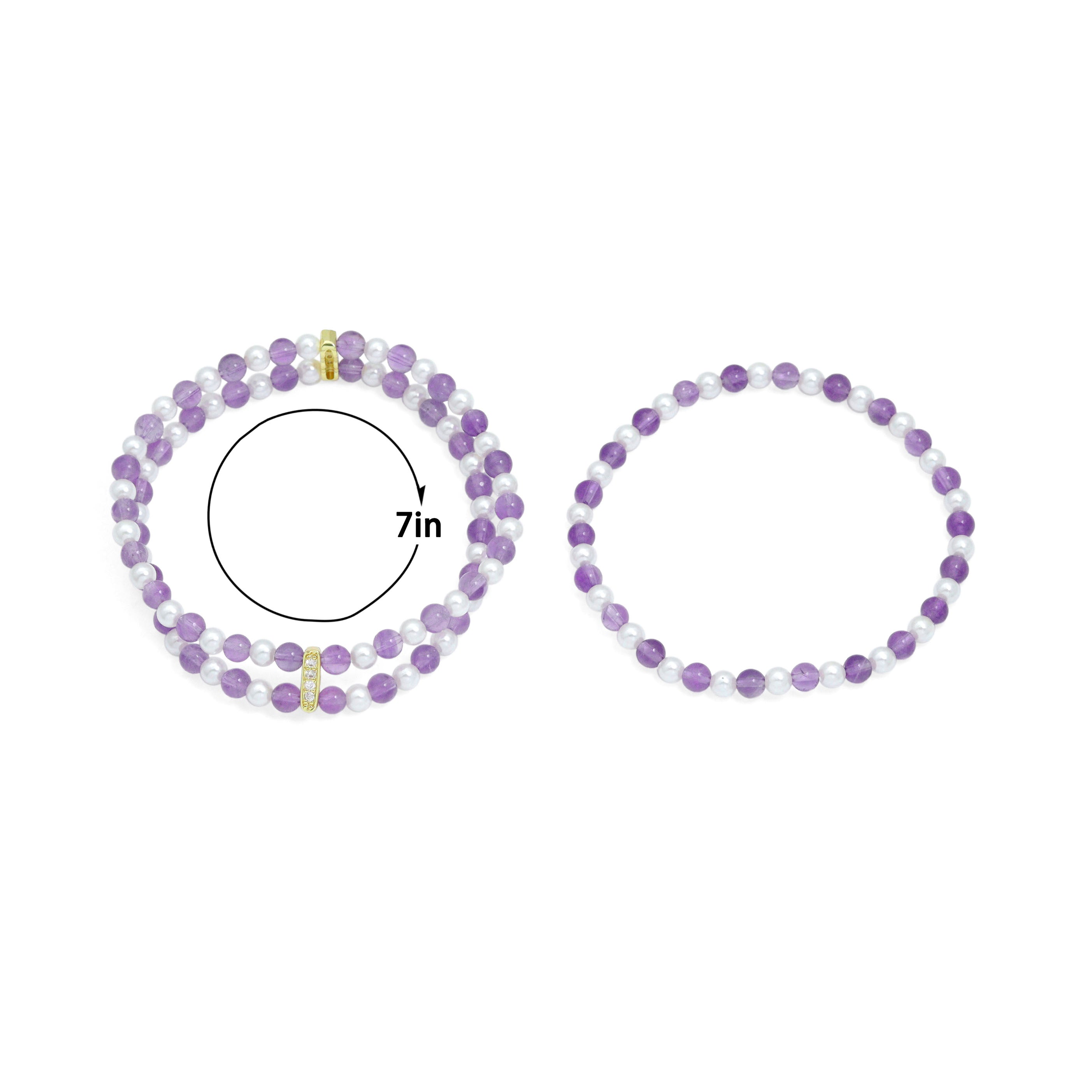 Amethyst with MOP Stretchy Bracelet, Sku#EF649