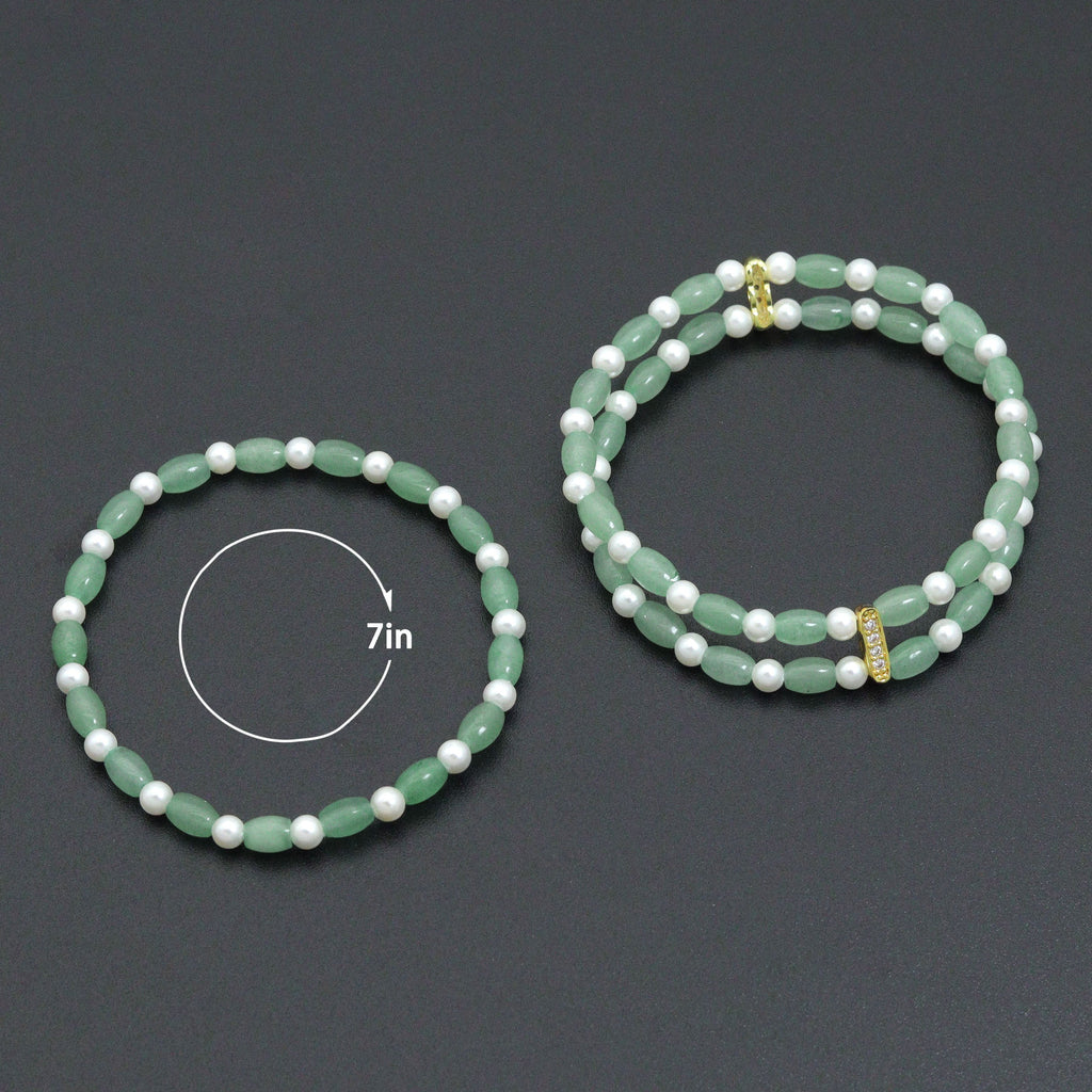 4x6mm Barrel Aventurine Stretchy Bracelet, Sku#EF666