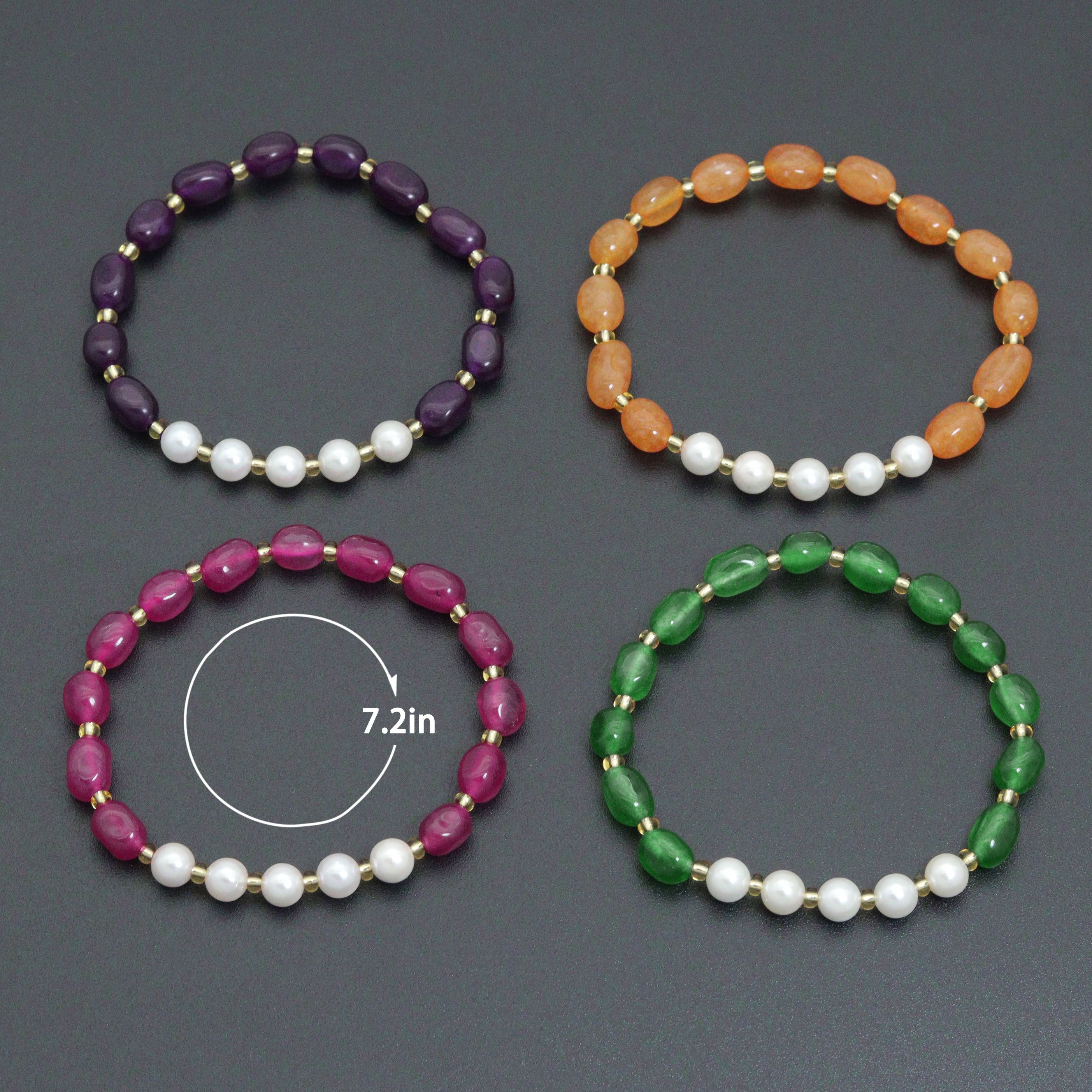 6x9mm Oval Jade Stretchy Bracelet, Sku#EF668