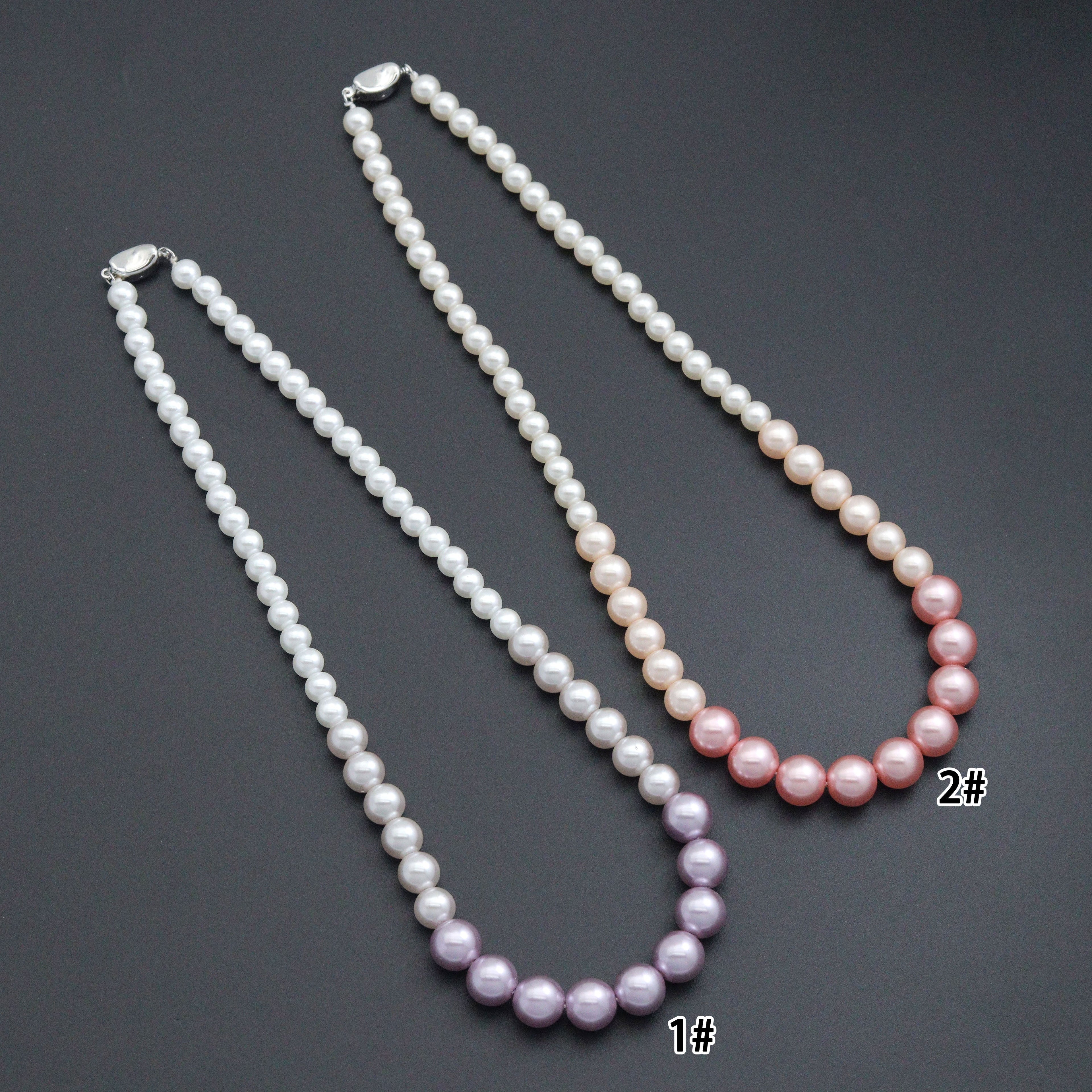 Pink Purple Pearl Beads Necklace, sku#EF695