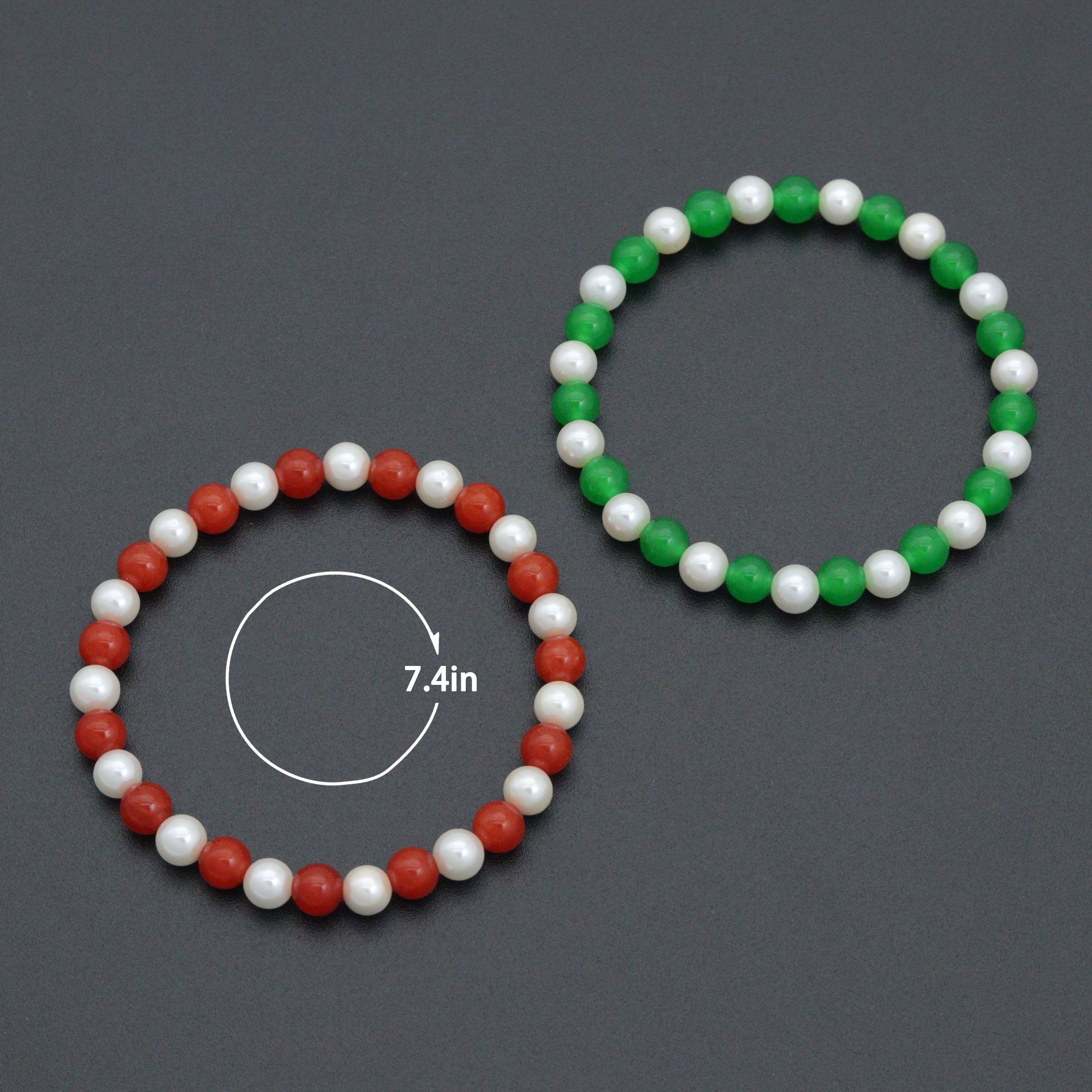 6mm Round Smooth Jade with MOP Strechy Bracelet, Sku#EF724
