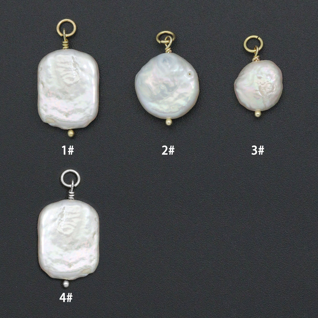 Flat Freshwater Pearl Oval shape Charm Pendant,Sku#EF727