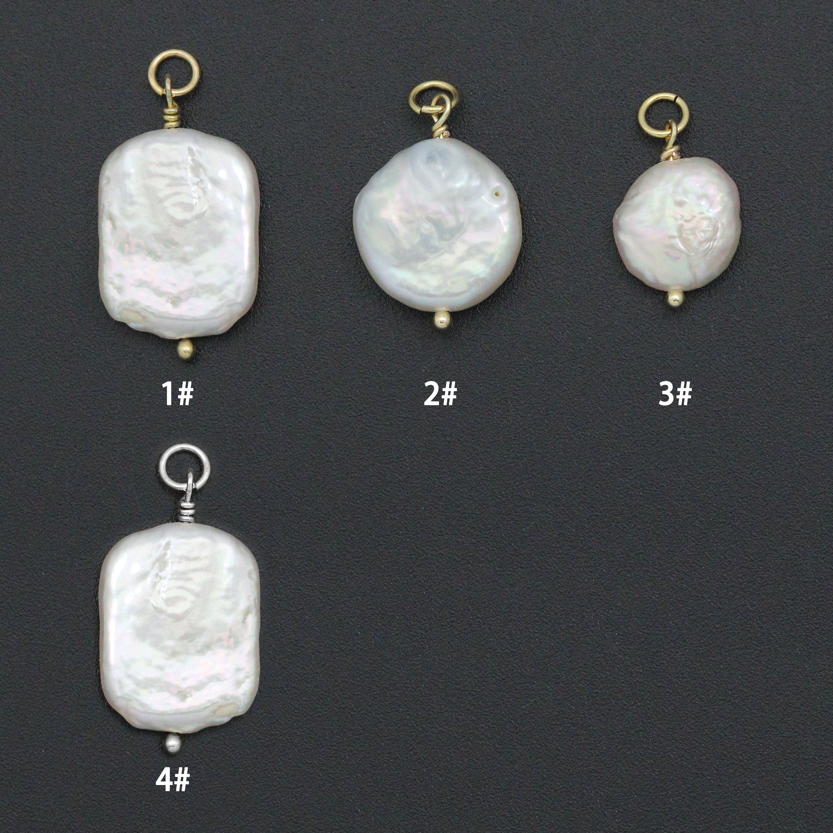 Flat Freshwater Pearl Oval shape Charm Pendant,Sku#EF727