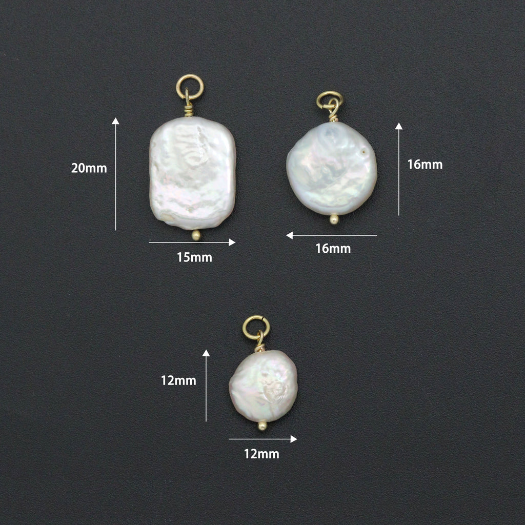Flat Freshwater Pearl Oval shape Charm Pendant,Sku#EF727