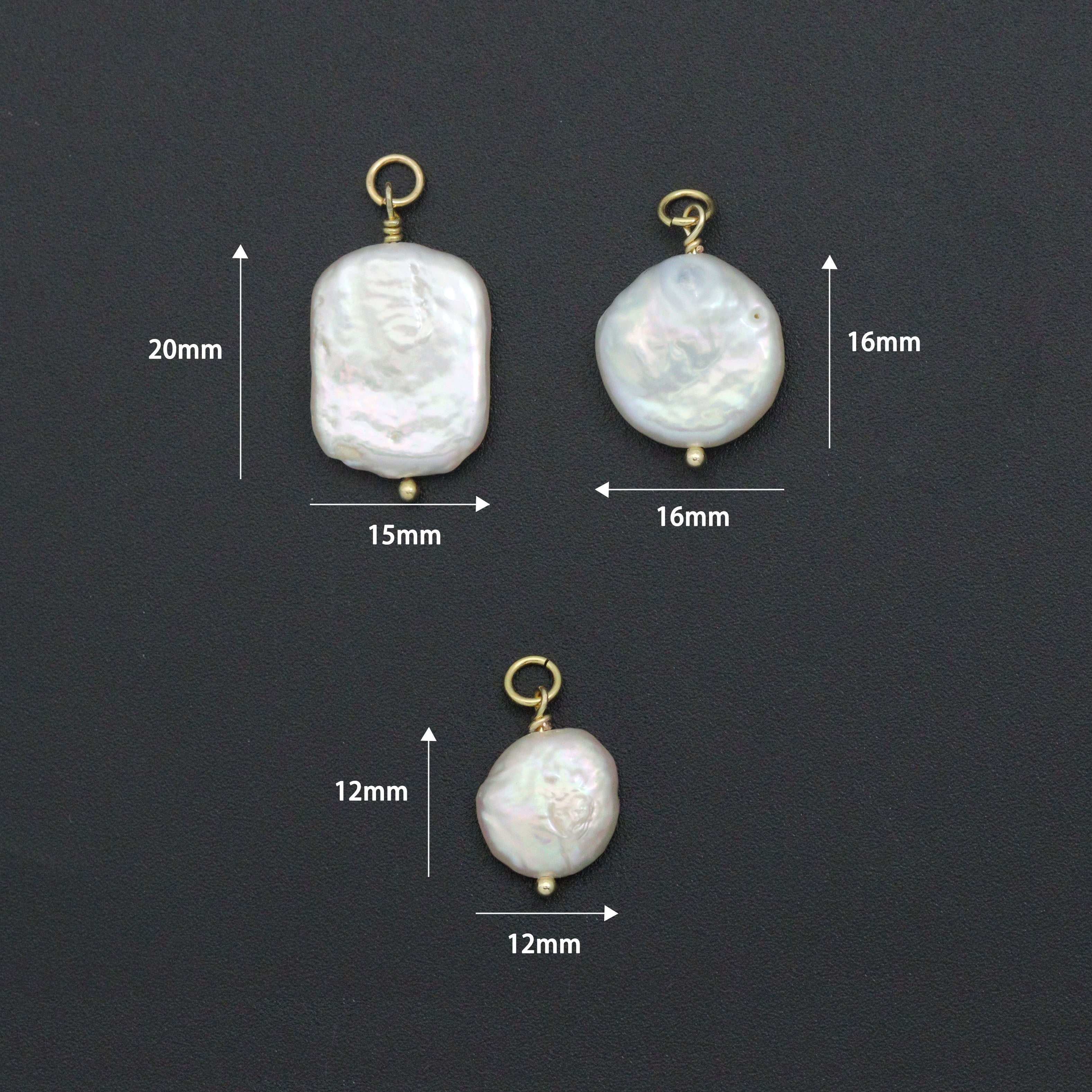 Flat Freshwater Pearl Oval shape Charm Pendant,Sku#EF727