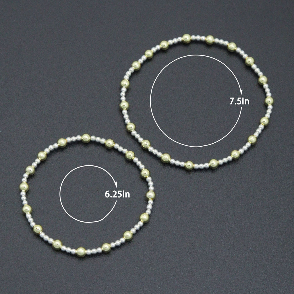 2.5mm with 4mm Round Smooth Hematite Stretchy Bracelet, Sku#EF729