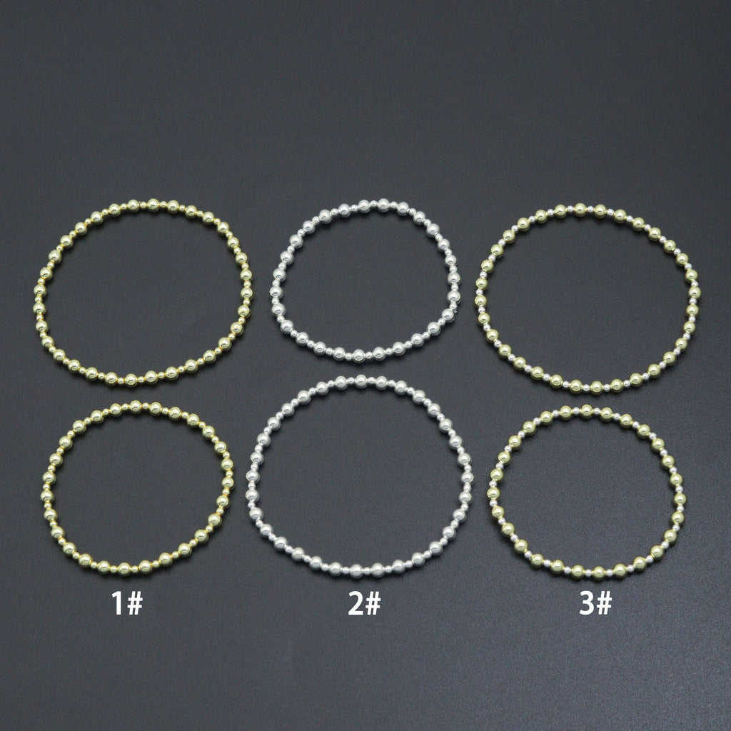 7'' 2.5mm with 4mm Round Smooth Hematite Stretchy Bracelet, Sku#EF731