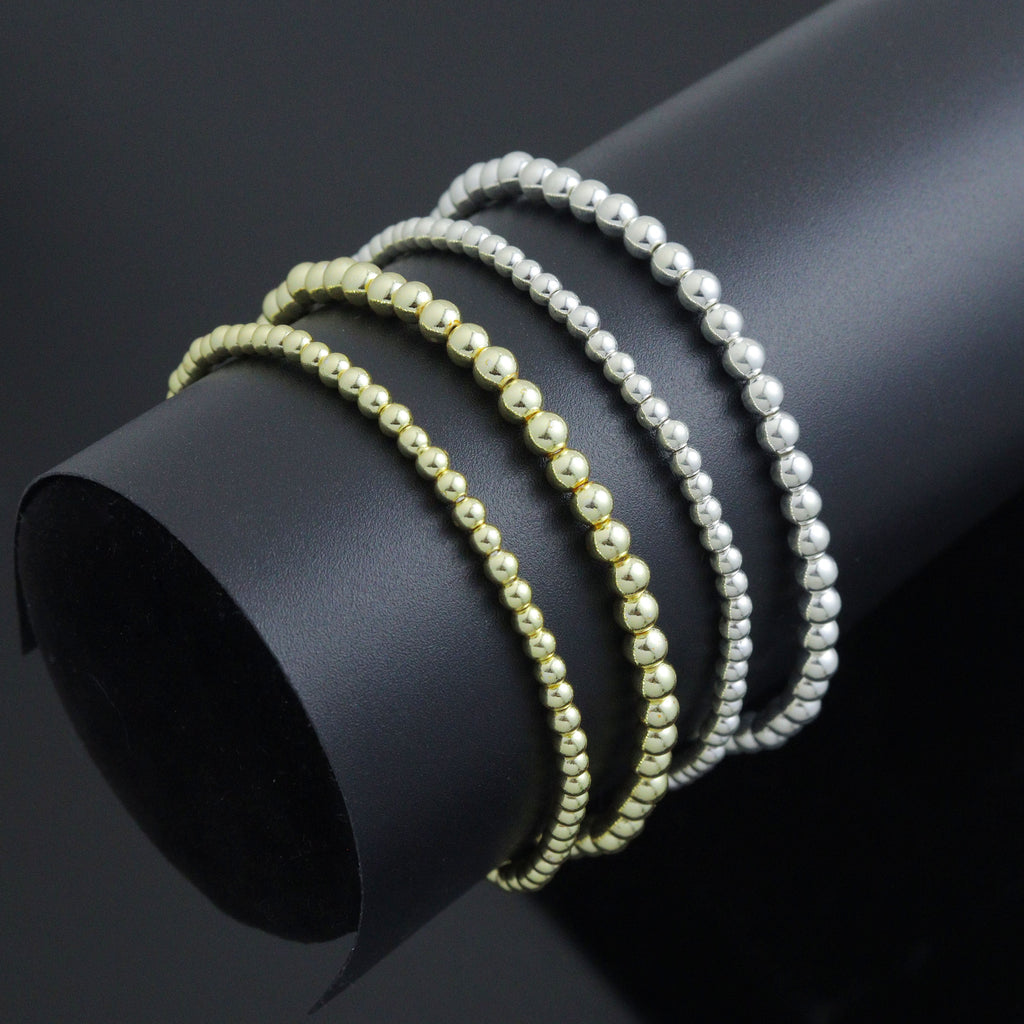 Round Smooth Hematite Stretchy Bracelet, Sku#EF732/EF94