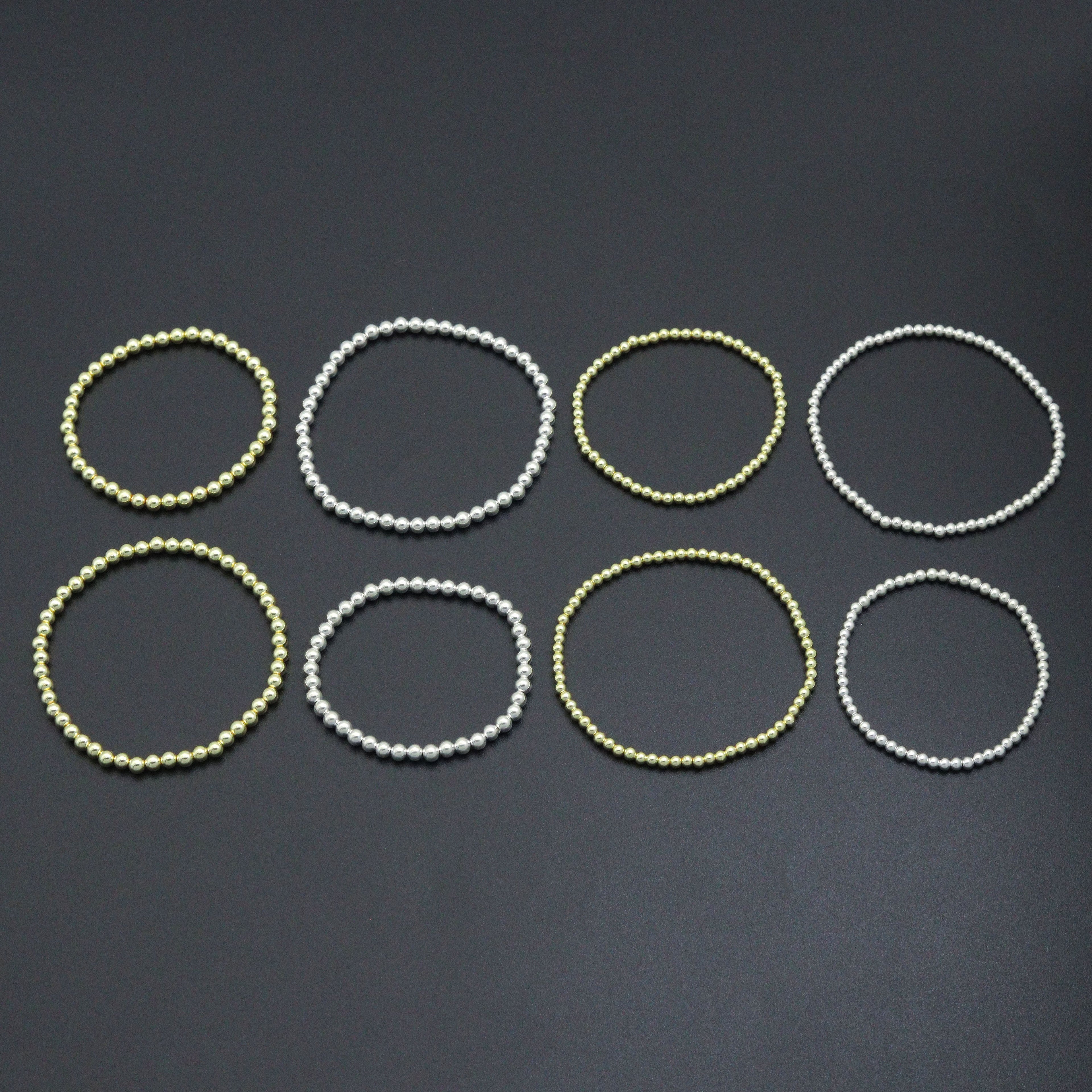 Round Smooth Hematite Stretchy Bracelet, Sku#EF732/EF94