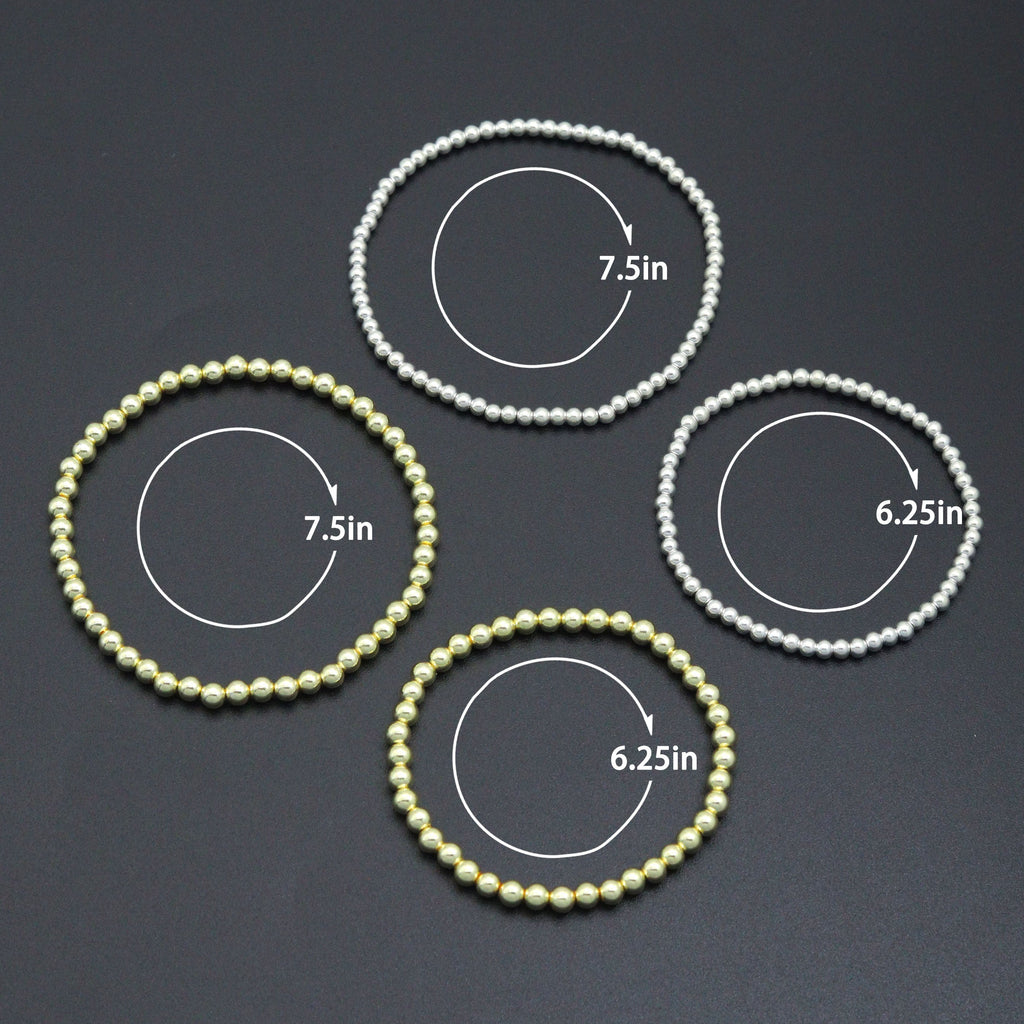 Round Smooth Hematite Stretchy Bracelet, Sku#EF732/EF94