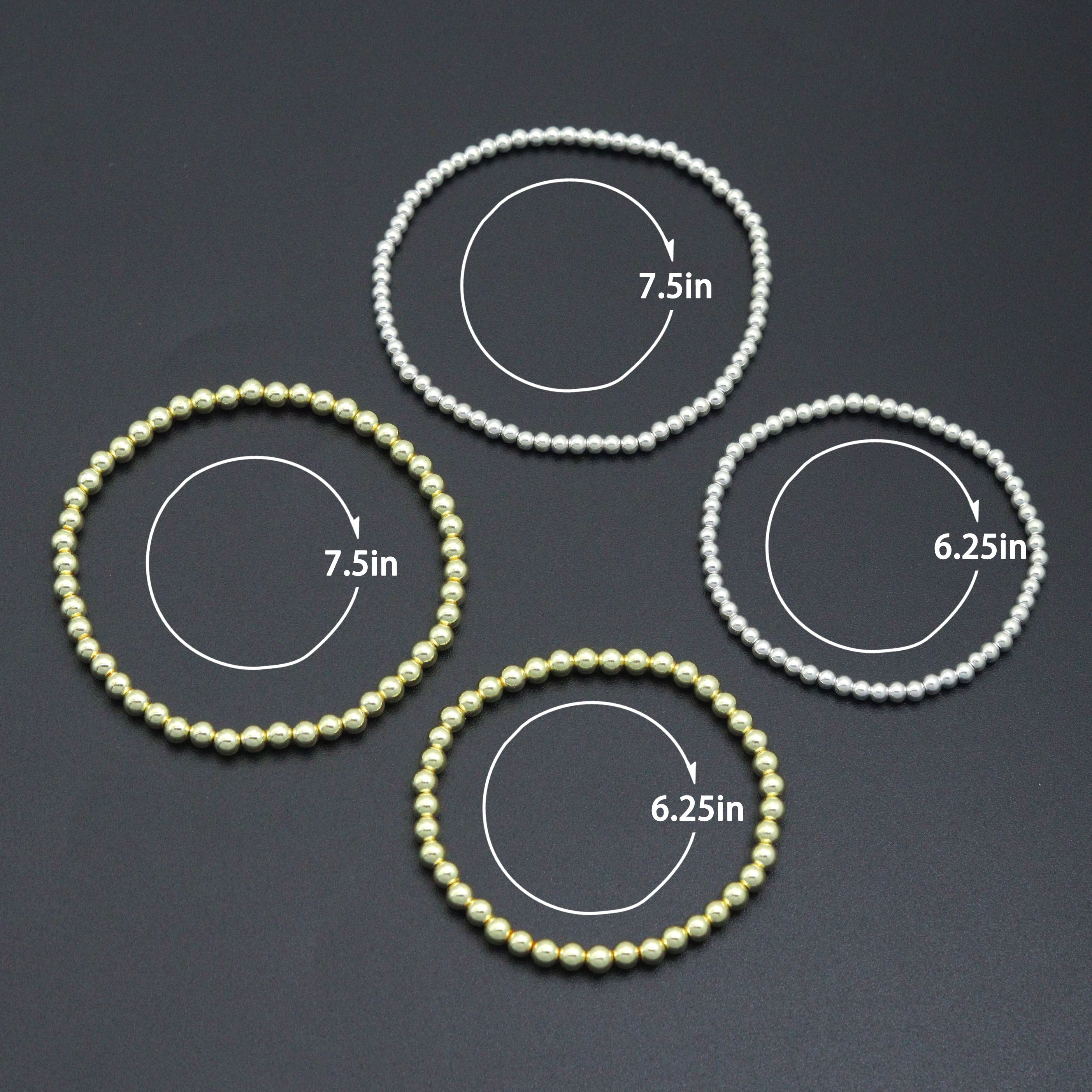 Round Smooth Hematite Stretchy Bracelet, Sku#EF732/EF94