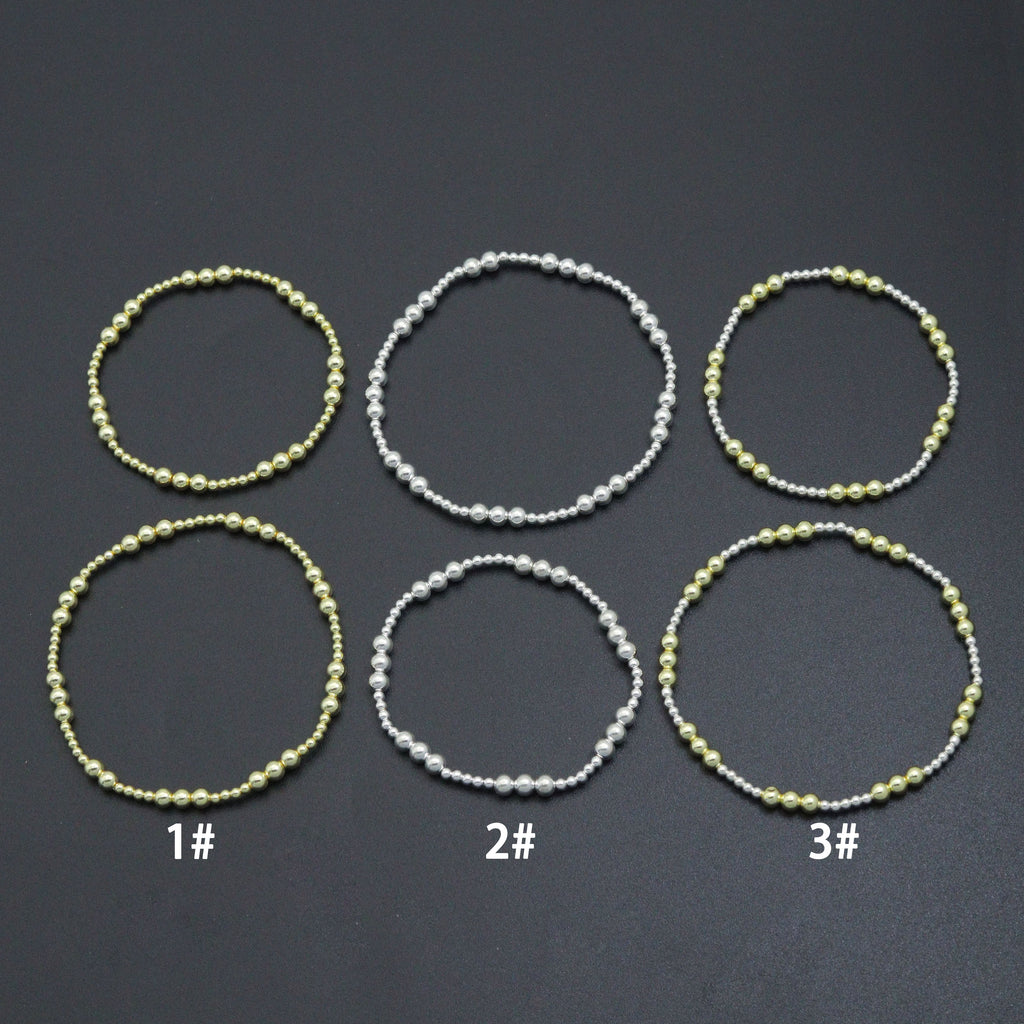 7'' Bright Gold silver Hematite Stretchy Bracelet, Sku#EF733