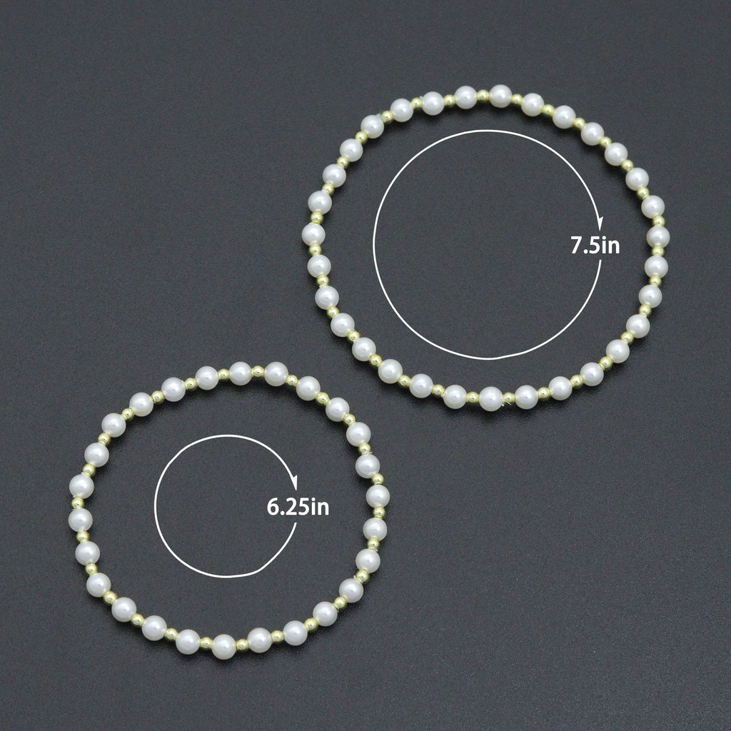 7'' Round Gold  Hematite with MOP Stretchy Bracelet, Sku#EF739