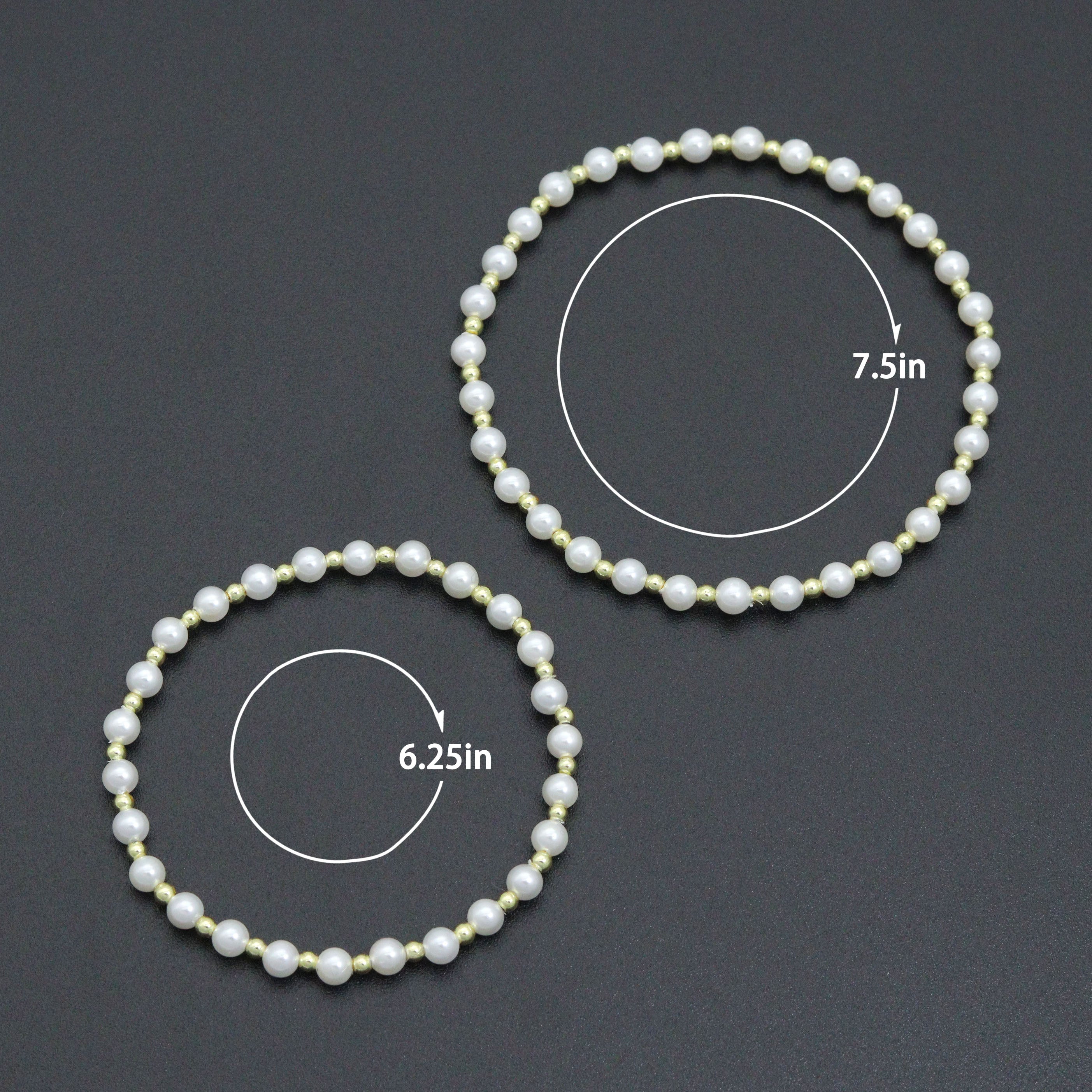 7'' Round Gold  Hematite with MOP Stretchy Bracelet, Sku#EF739