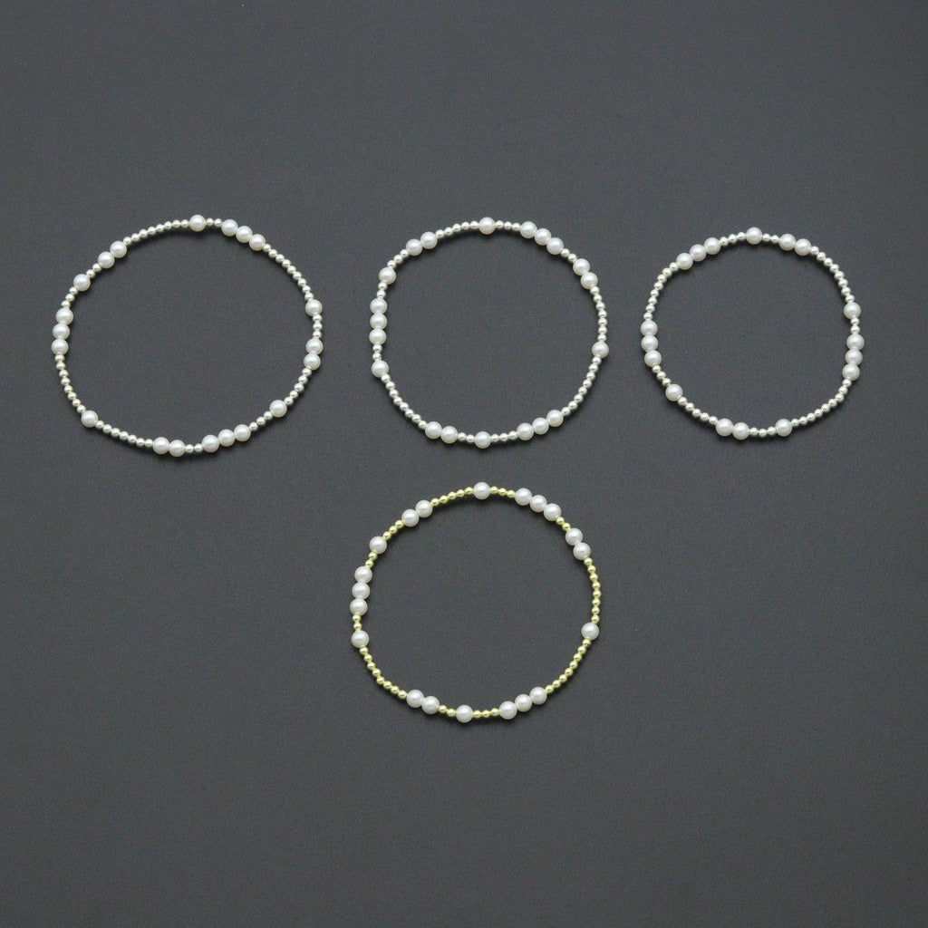 7'' Round Silver Hematite with MOP Stretchy Bracelet, Sku#EF741