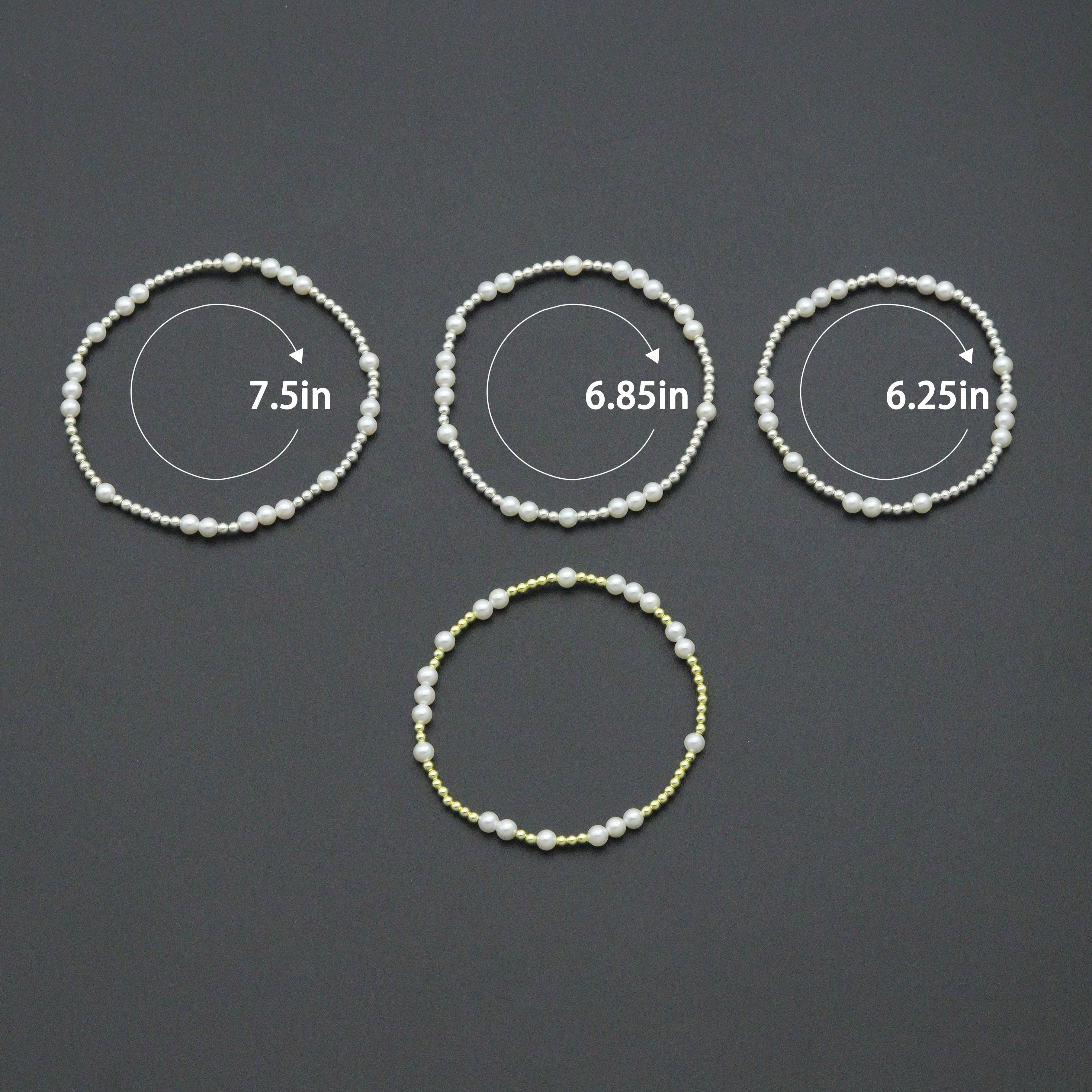 7'' Round Silver Hematite with MOP Stretchy Bracelet, Sku#EF741