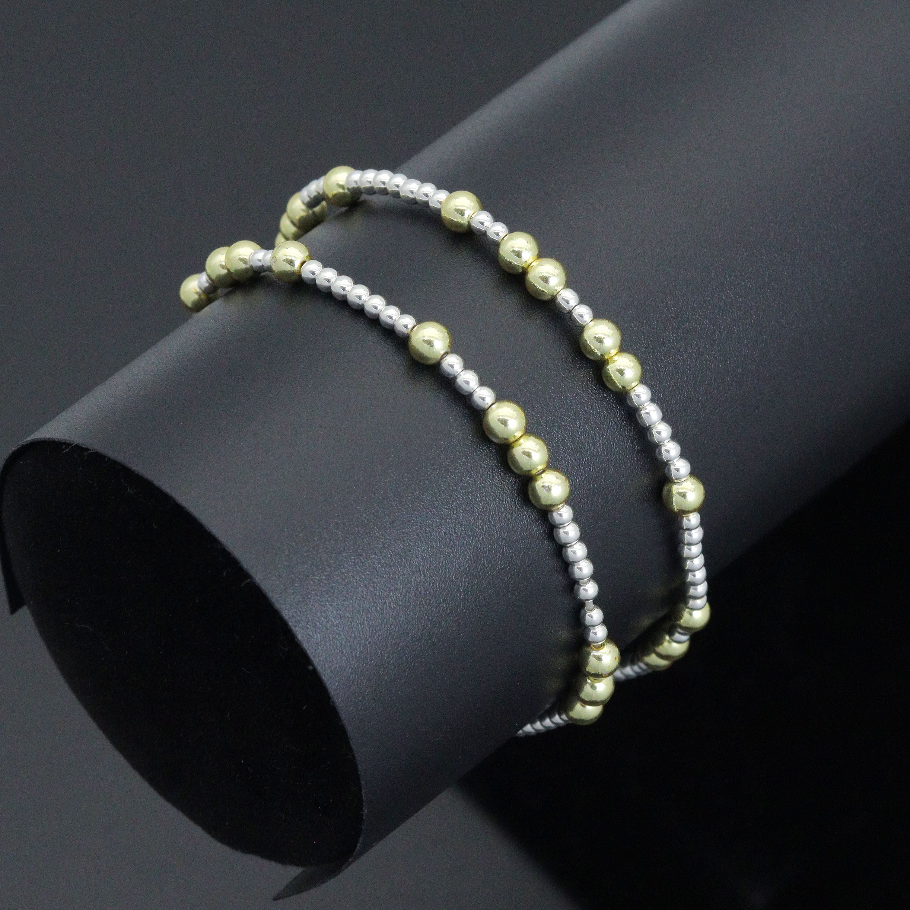 7'' Round Smooth Hematite Stretchy Bracelet, Sku#EF742