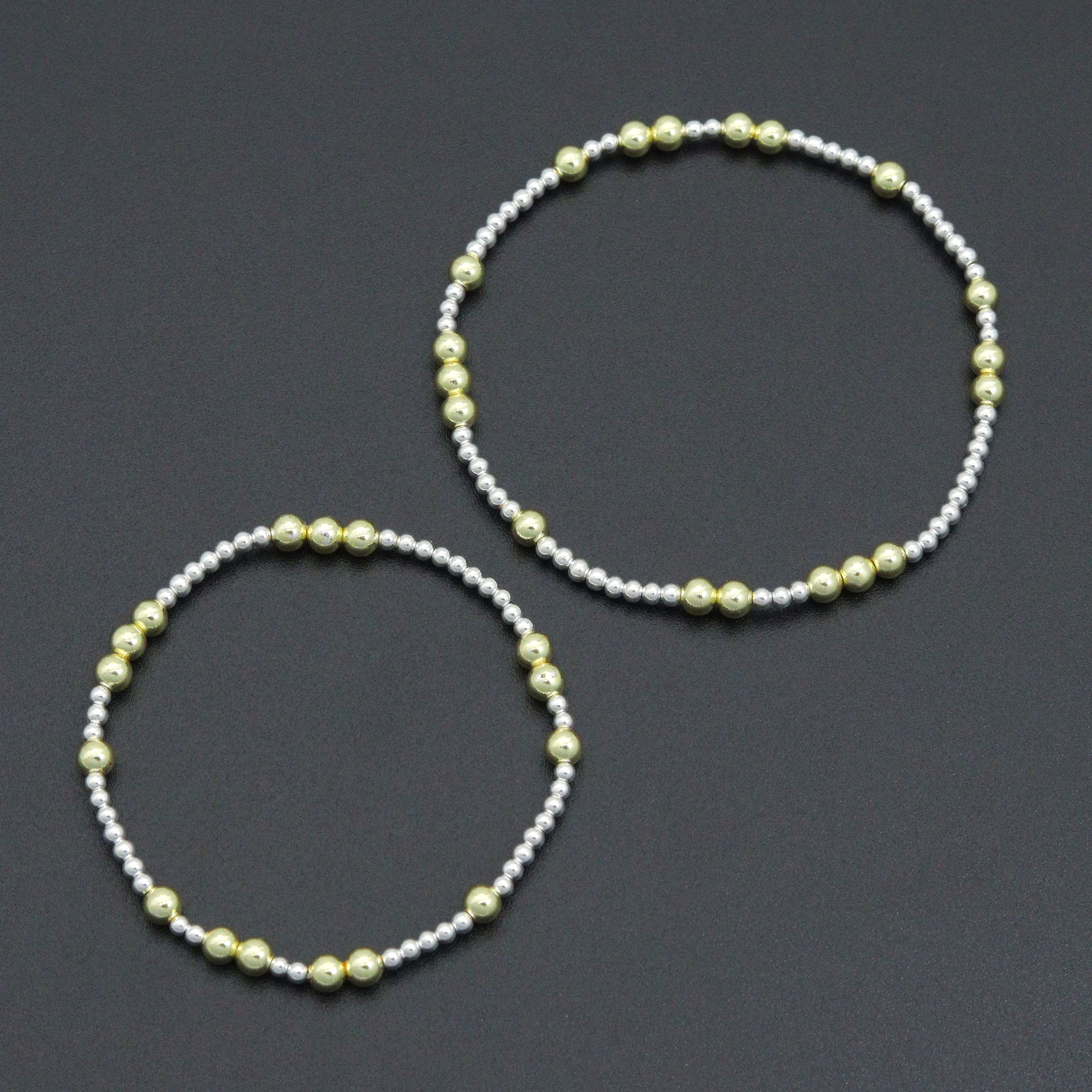 7'' Round Smooth Hematite Stretchy Bracelet, Sku#EF742