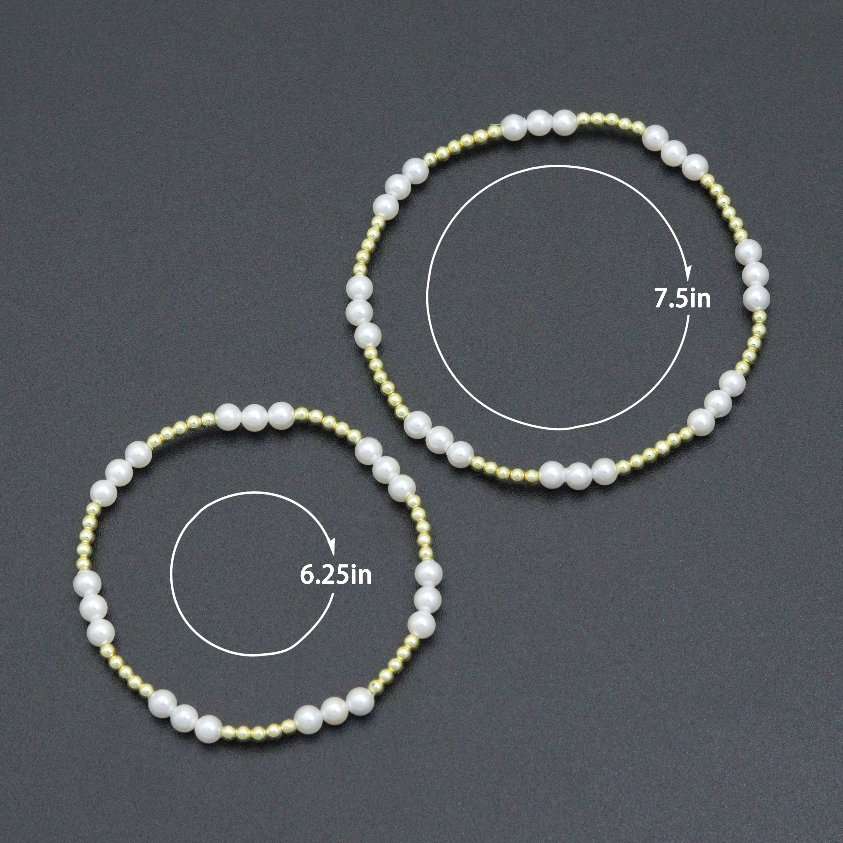 7'' Round Gold Hematite with MOP Stretchy Bracelet, Sku#EF743