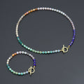Rainbow Color Cube Stone Necklace/Bracelet with Toggle clasp, sku#EF763