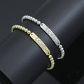 Gold Silver Hematite with Love bar Stretchy Bracelet, Sku#EF775