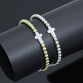 Hematite with Mother of Pearl Cross Stretchy Bracelet, Sku#EF776