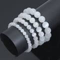 Genuine Round Smooth Selanite Stretchy Bracelet, Sku#EF779