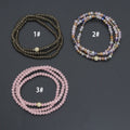 Smoky Quartz, Rose Quartz, Mix Color Quartz Color Crystal Beads Triple Wrap Bracelet Necklace, sku#EF783
