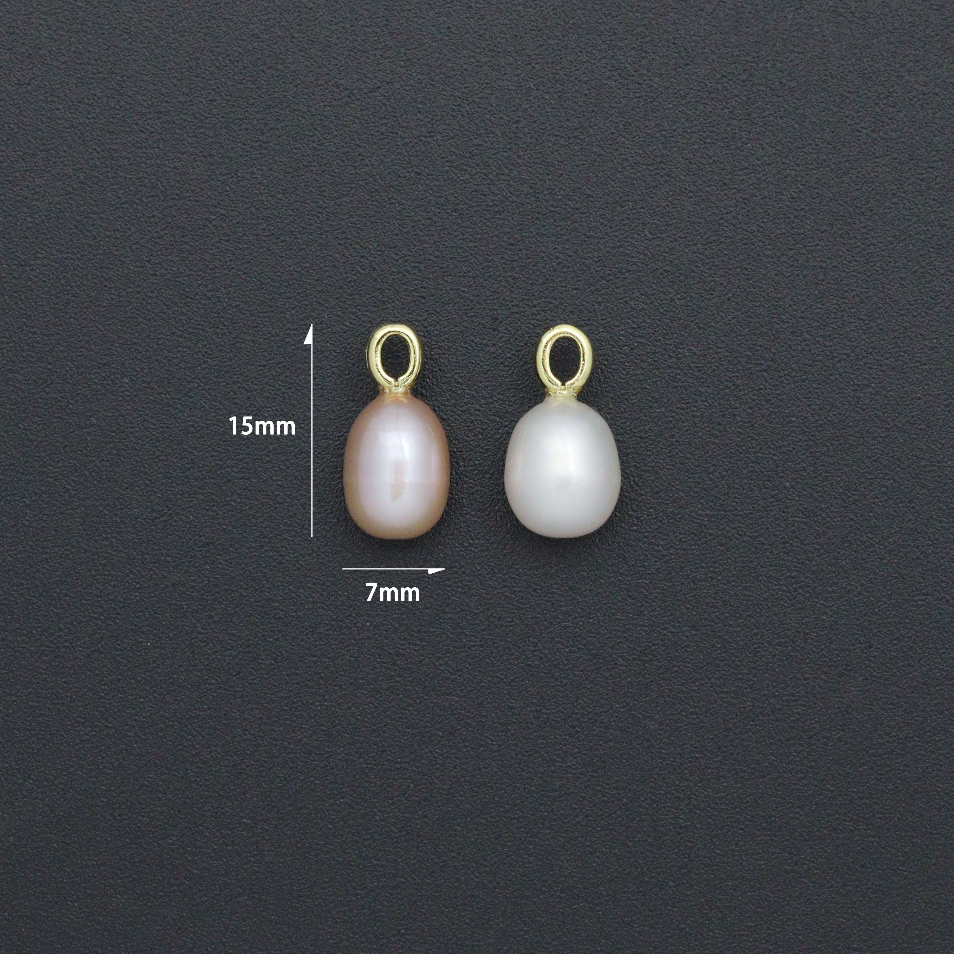 High quality  White Pink Freshwater Pearl Charm Pendant, Sku#EF785