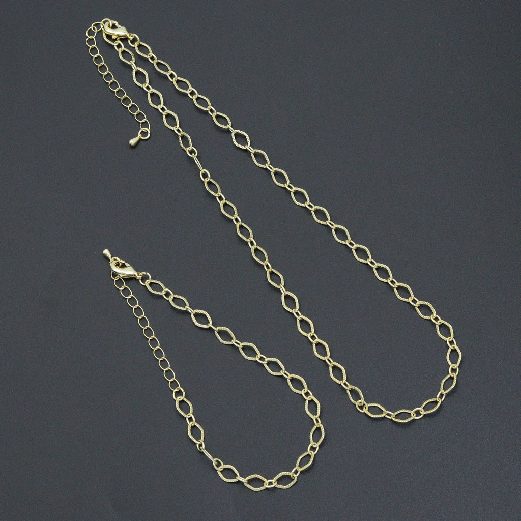 Diamond Shape Link Chain Necklace Bracelet, Charm bar necklace bracelet, sku#EF790