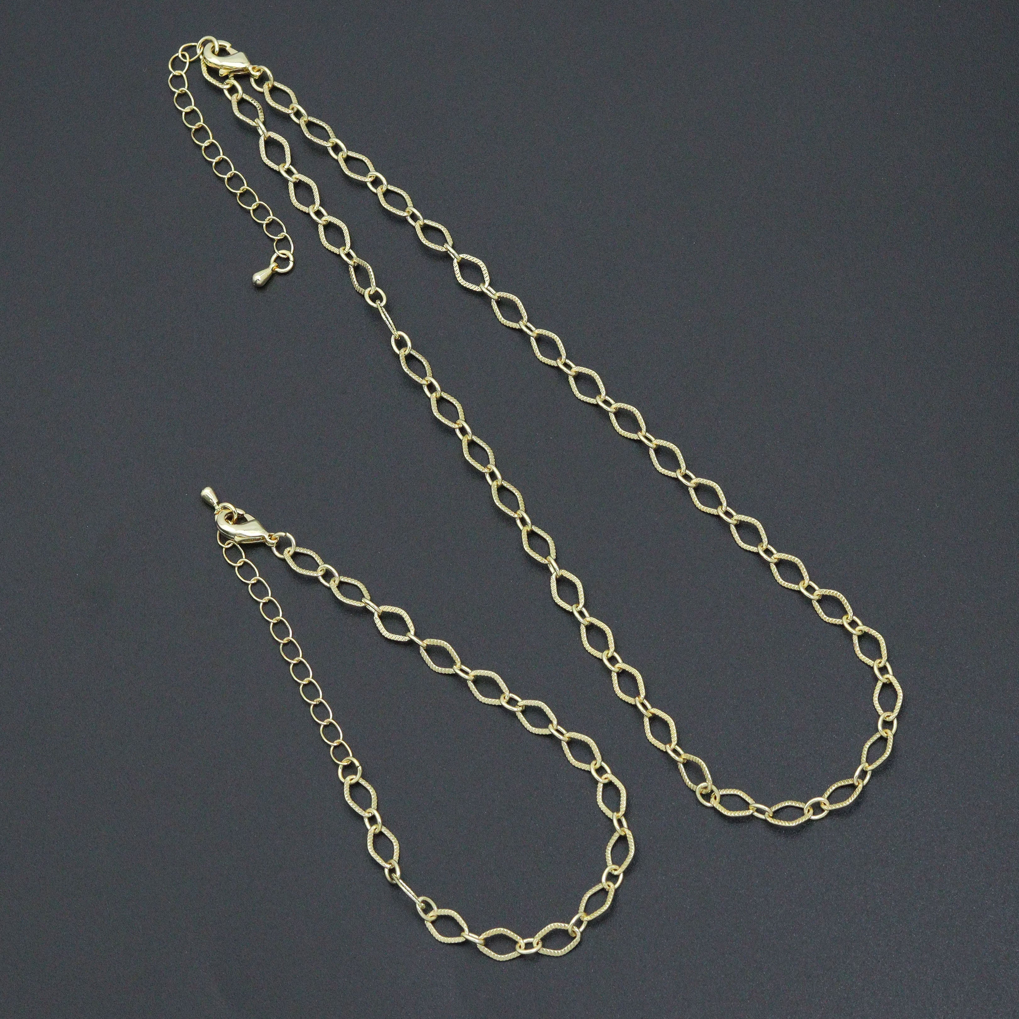 Diamond Shape Link Chain Necklace Bracelet, Charm bar necklace bracelet, sku#EF790