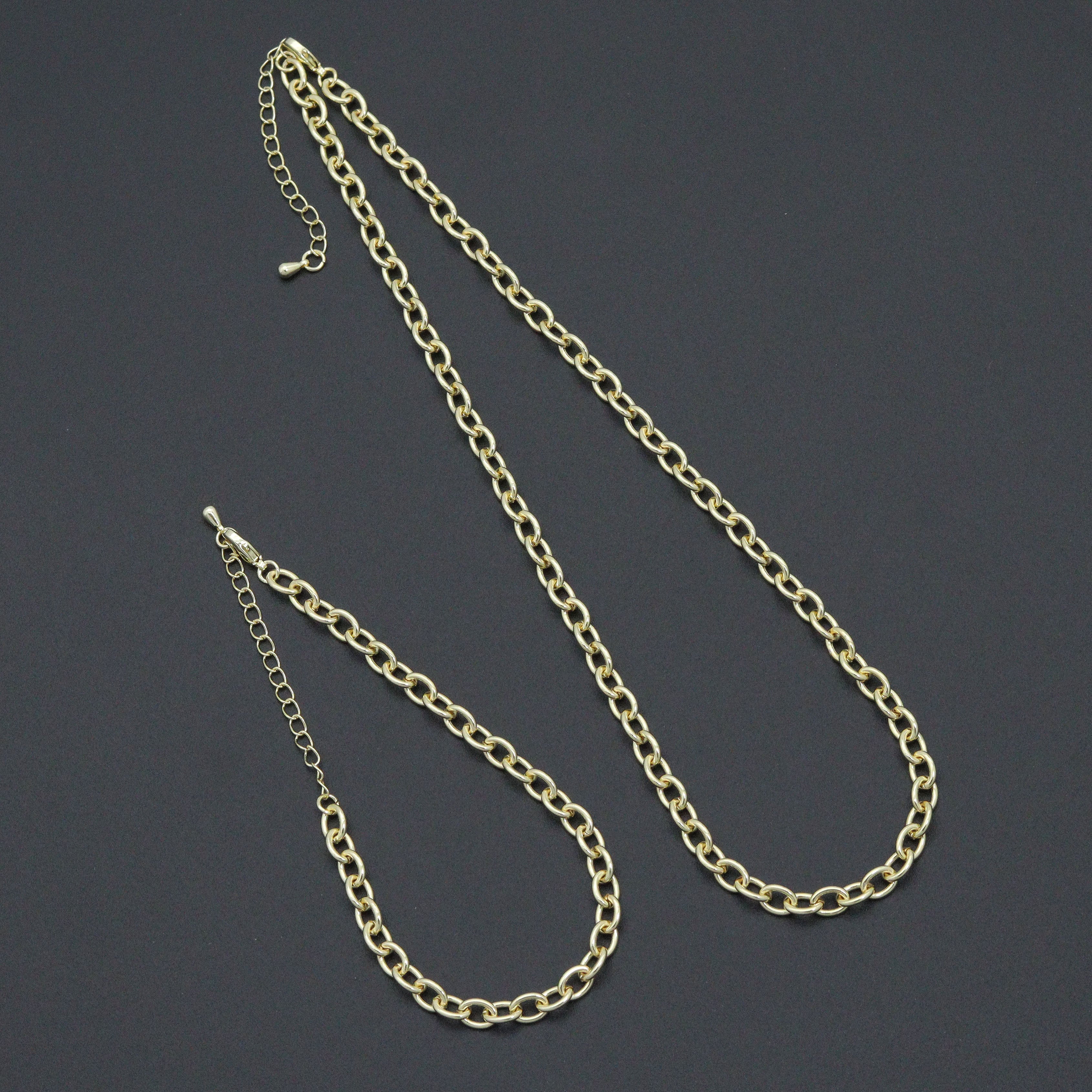 Oval Link Chain Necklace Bracelet, charm bar necklace bracelet, sku#EF792