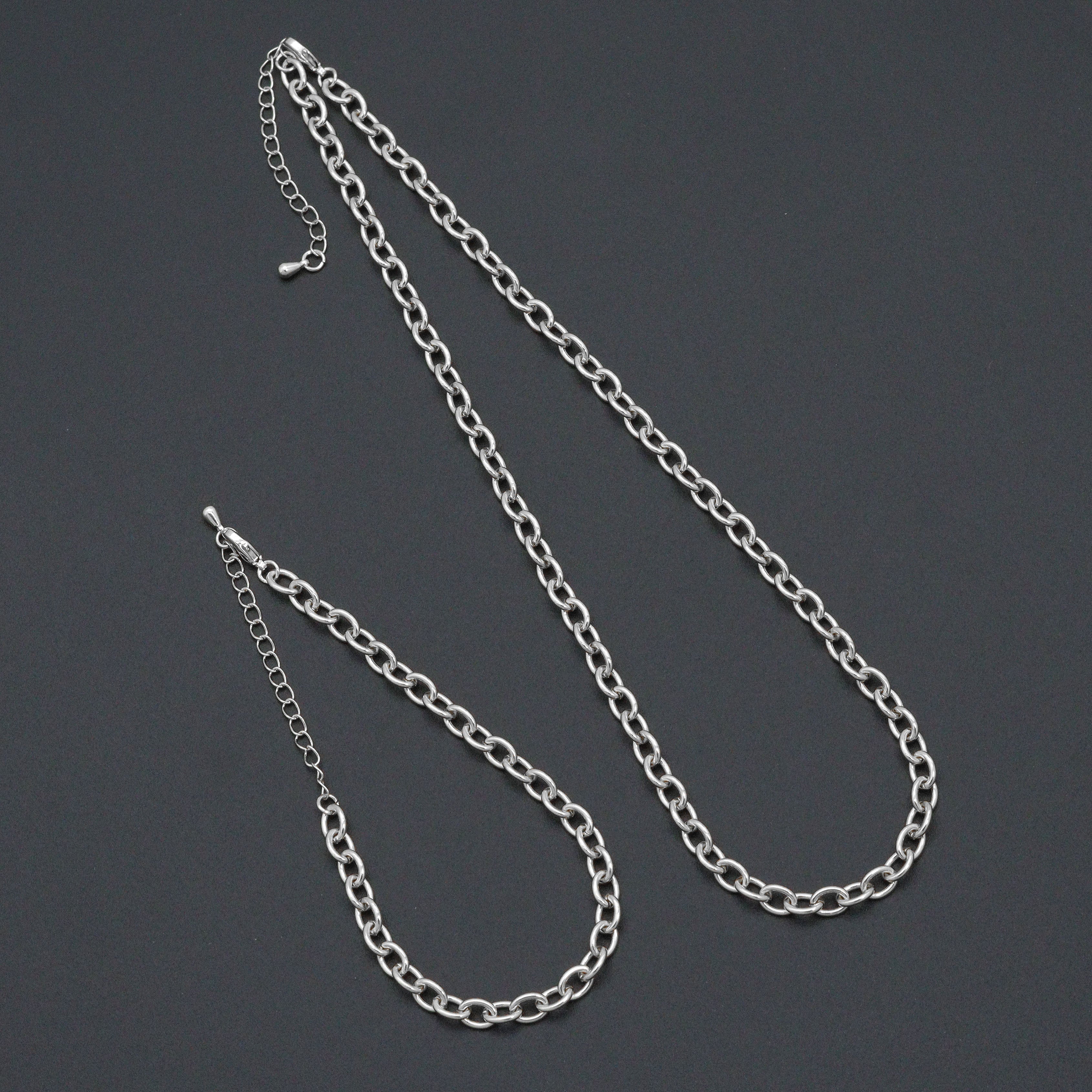 Oval Link Chain Necklace Bracelet, charm bar necklace bracelet, sku#EF792