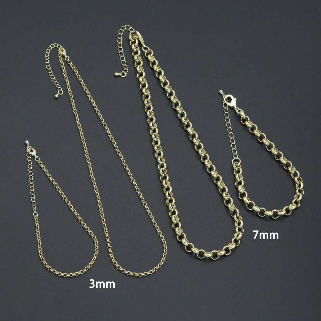 Rolo Link Chain Necklace Bracelet, Charm bar necklace bracelet, sku#EF793