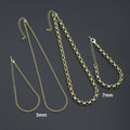 Rolo Link Chain Necklace Bracelet, Charm bar necklace bracelet, sku#EF793