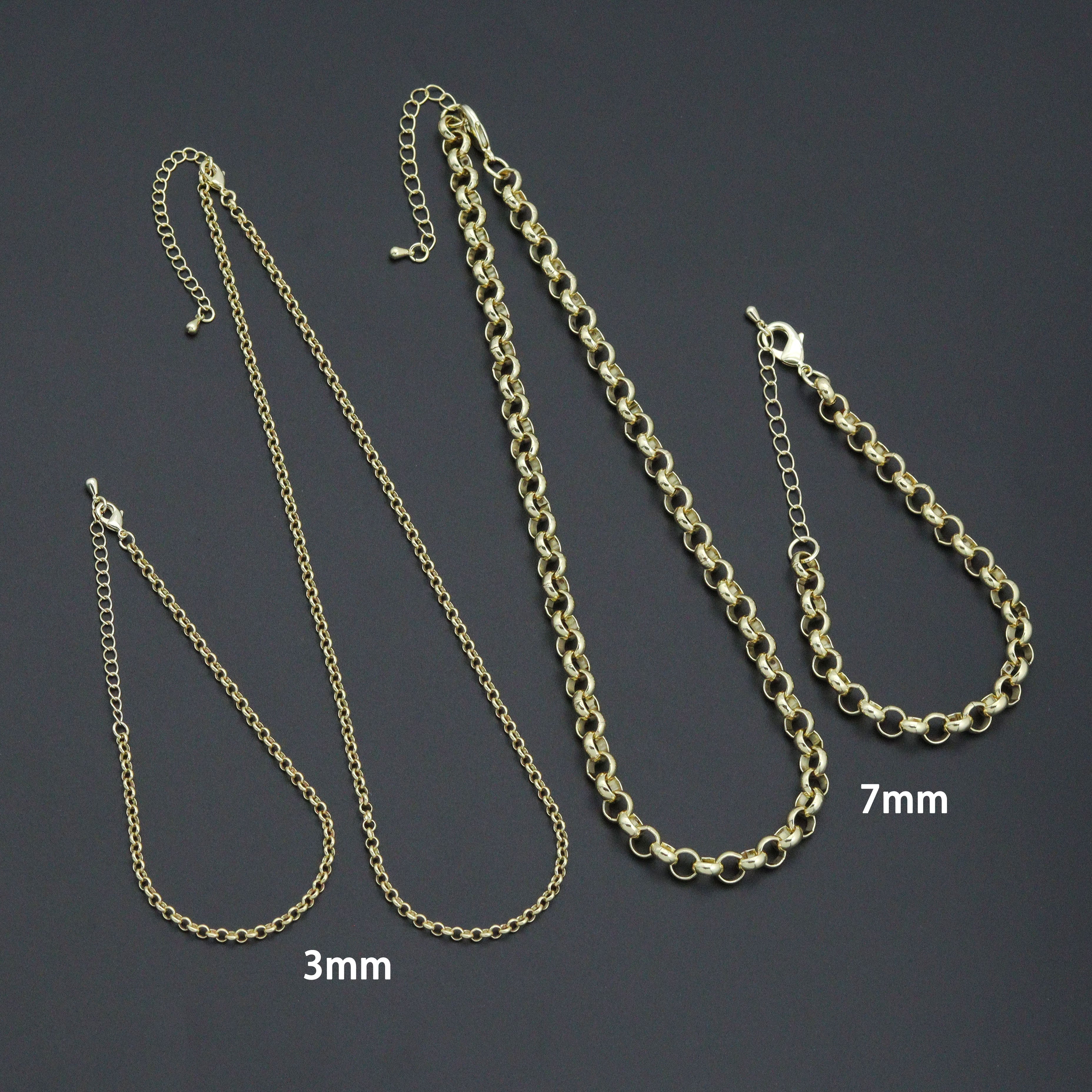 Rolo Link Chain Necklace Bracelet, Charm bar necklace bracelet, sku#EF793