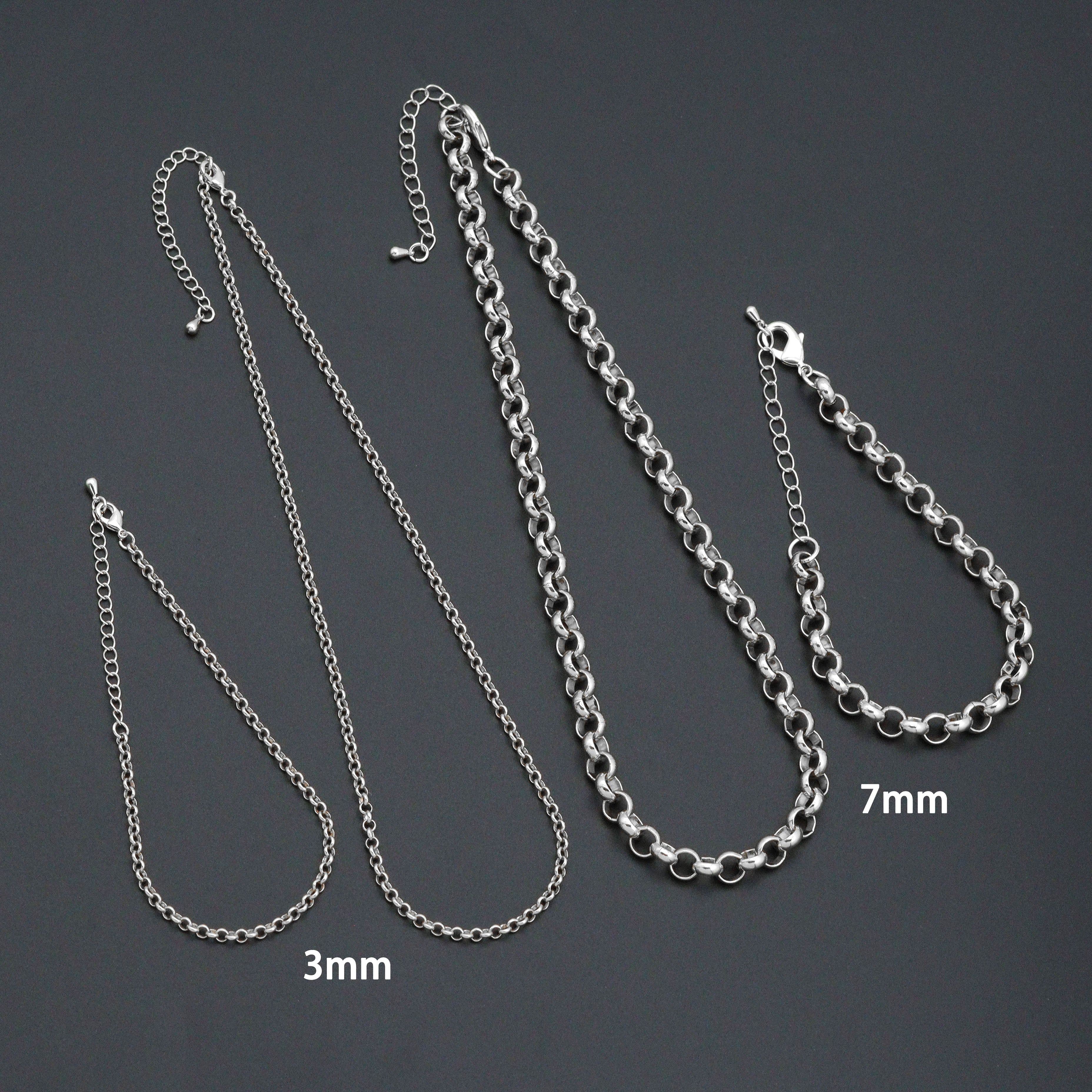 Rolo Link Chain Necklace Bracelet, Charm bar necklace bracelet, sku#EF793