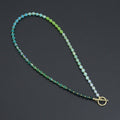 Ombré Green Color Cube Stone Necklace with Toggle clasp , Sku#EF796