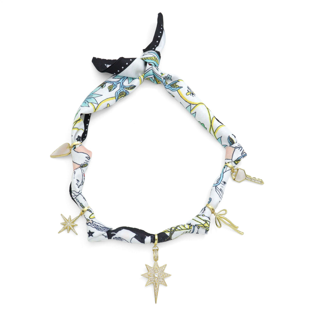 Convertible Scarf Necklace, Adjustable Silk Scarf Statement Necklace, sku#EF806-2