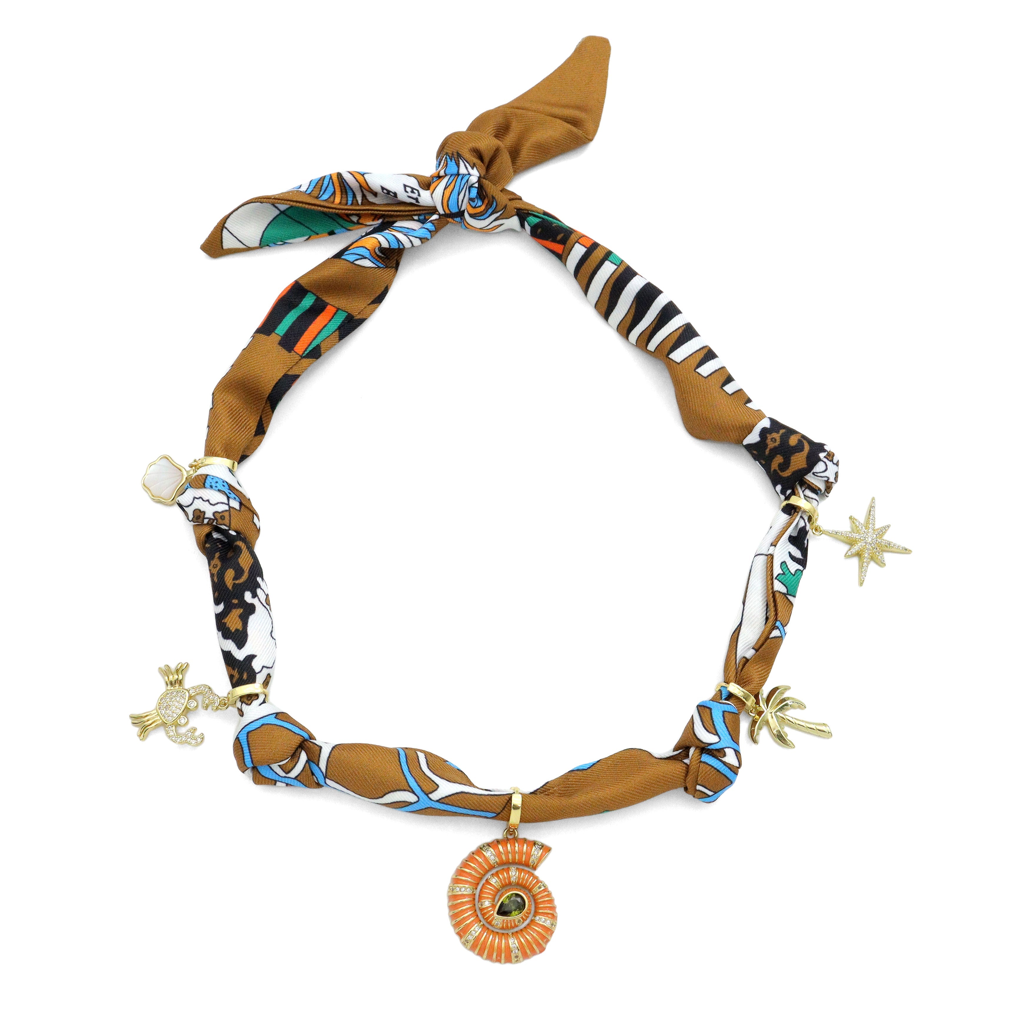 Convertible Scarf Necklace, Adjustable Silk Scarf Statement Necklace, sku#EF806-3